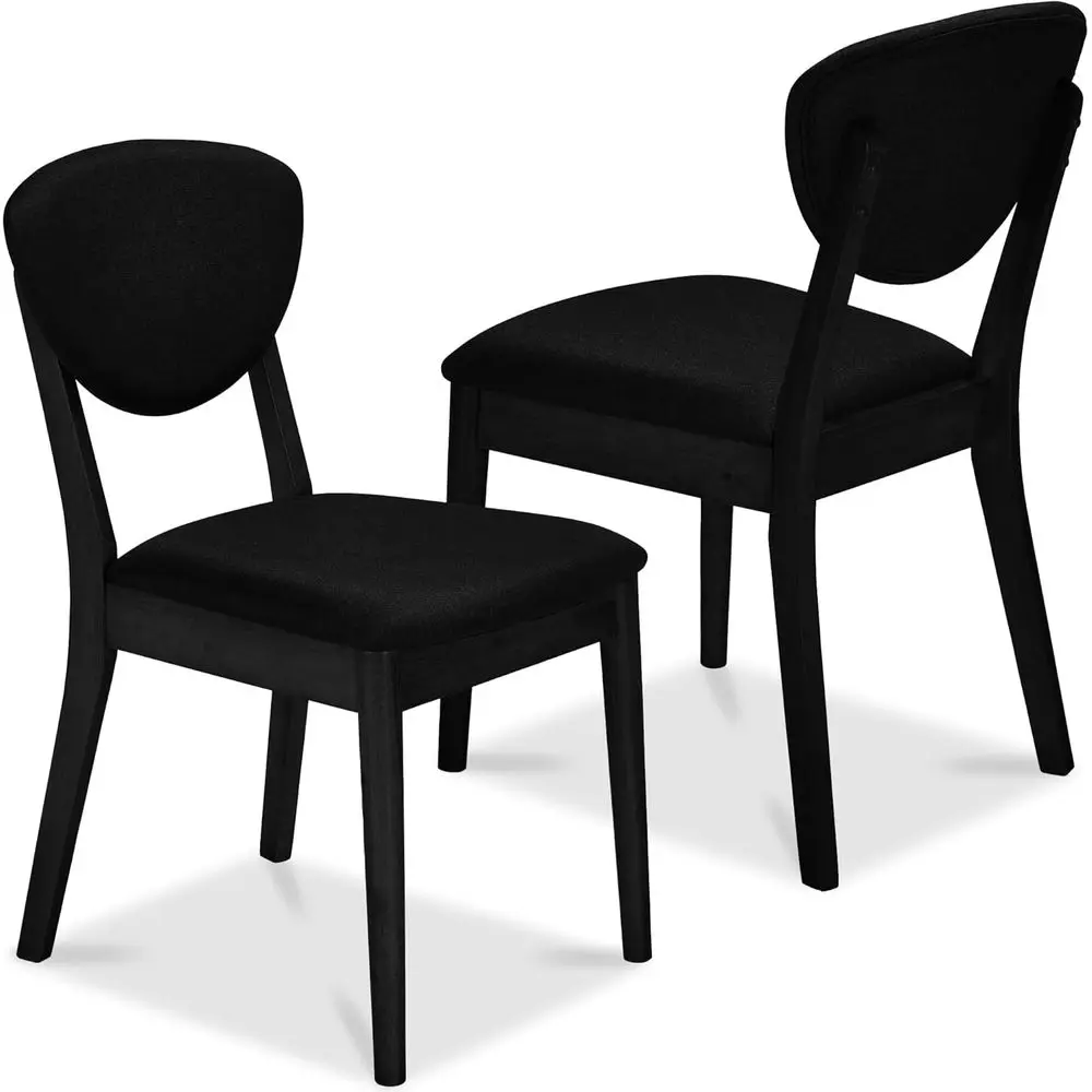 Mid-Century Modern Upholstered Dining Chairs Set of 2 with Armrests, Seat Cushions, Padded Backrests - Black
Mid-Century Modern Upholstered Dining Chairs Set of 2 with Armrests, Seat Cushions, Padded Backrests - Black