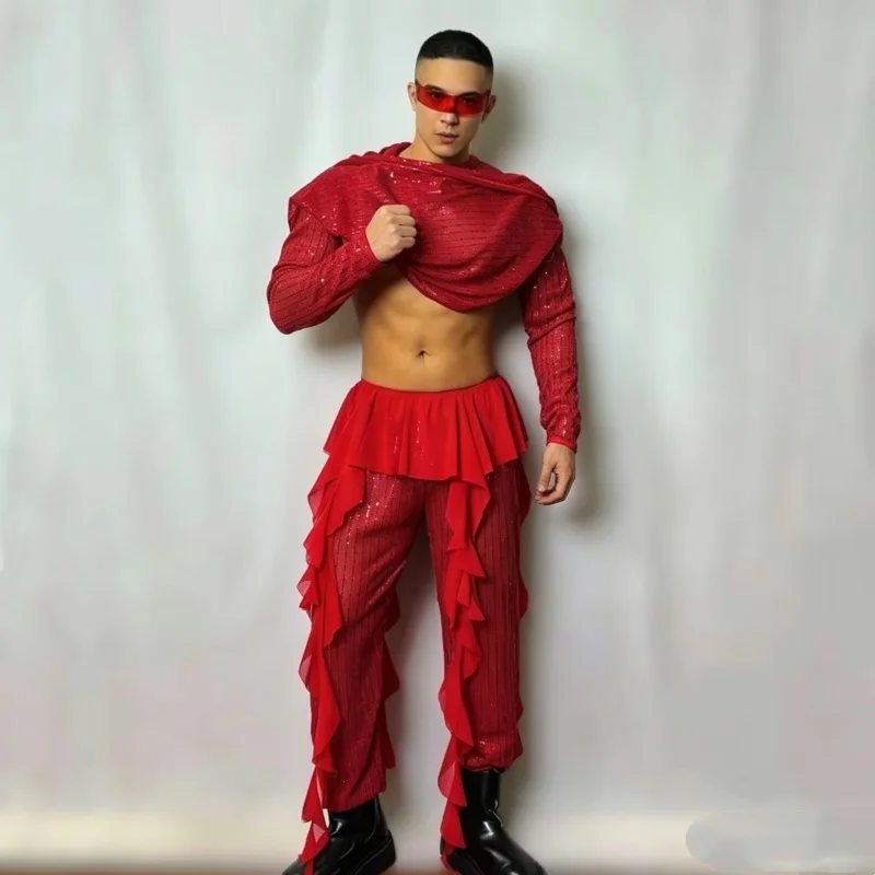 Men's Sexy Red Sequins Shawl Pants Dance Performance Costume Festival Party Rave Nightclub Gogo DJ Dancer Stage Wear
Men's Sexy Red Sequins Shawl Pants Dance Performance Costume Festival Party Rave Nightclub Gogo DJ Dancer Stage Wear