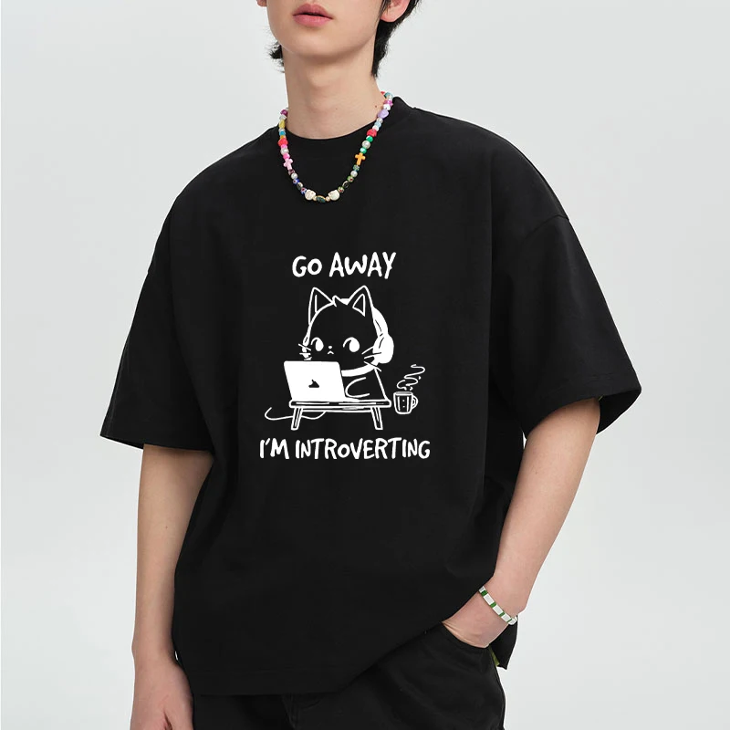 Funny printed GO AWAY I'M INTROVERTING Cat Graphics short sleeve T-shirts Men Women Cotton vintage Casual T shirt Fashion tops
Funny printed GO AWAY I'M INTROVERTING Cat Graphics short sleeve T-shirts Men Women Cotton vintage Casual T shirt Fashion tops