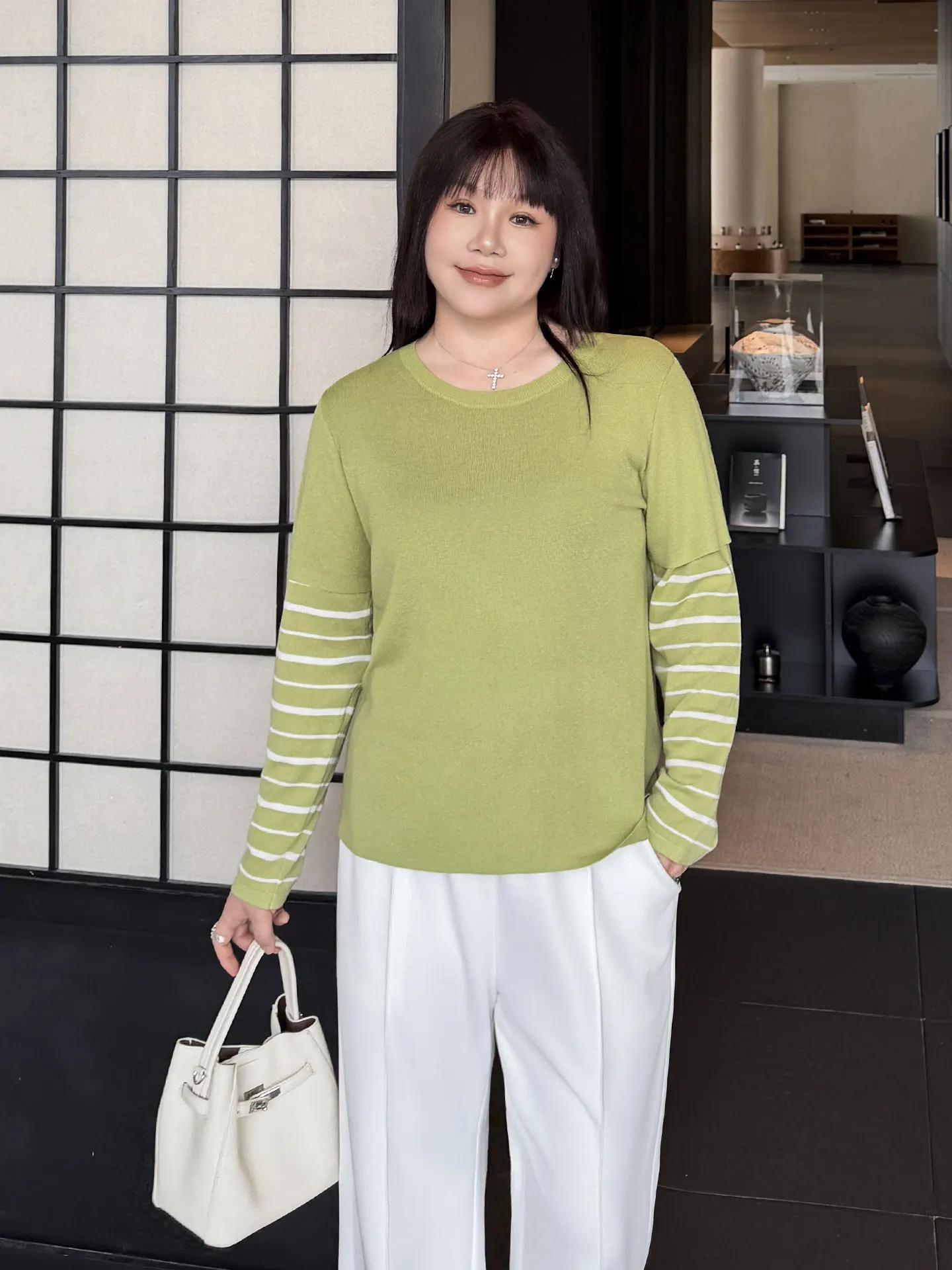 plus Size Women's round Ne Striped Long Sve Knitwear Casual Loose Fit Spring Faion plus Size Casual Knitted Top
plus Size Women's round Ne Striped Long Sve Knitwear Casual Loose Fit Spring Faion plus Size Casual Knitted Top
