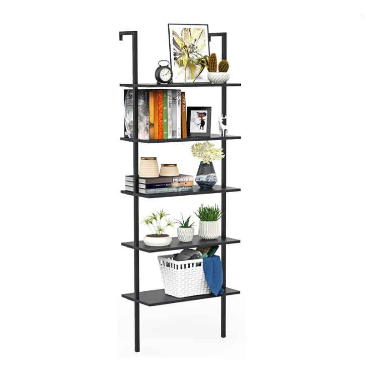 Wall-Mounted Industrial Ladder Bookcase, Open Wood Storage, Organizer with Metal Frame, Bookshelf, 5 Tier
Wall-Mounted Industrial Ladder Bookcase, Open Wood Storage, Organizer with Metal Frame, Bookshelf, 5 Tier
