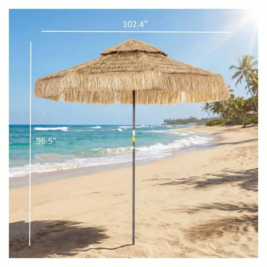 8.5 Ft Two Tier Tiki Umbrella Outdoor Patio Beach Umbrella UPF30+ 8 Ribs Khaki
8.5 Ft Two Tier Tiki Umbrella Outdoor Patio Beach Umbrella UPF30+ 8 Ribs Khaki