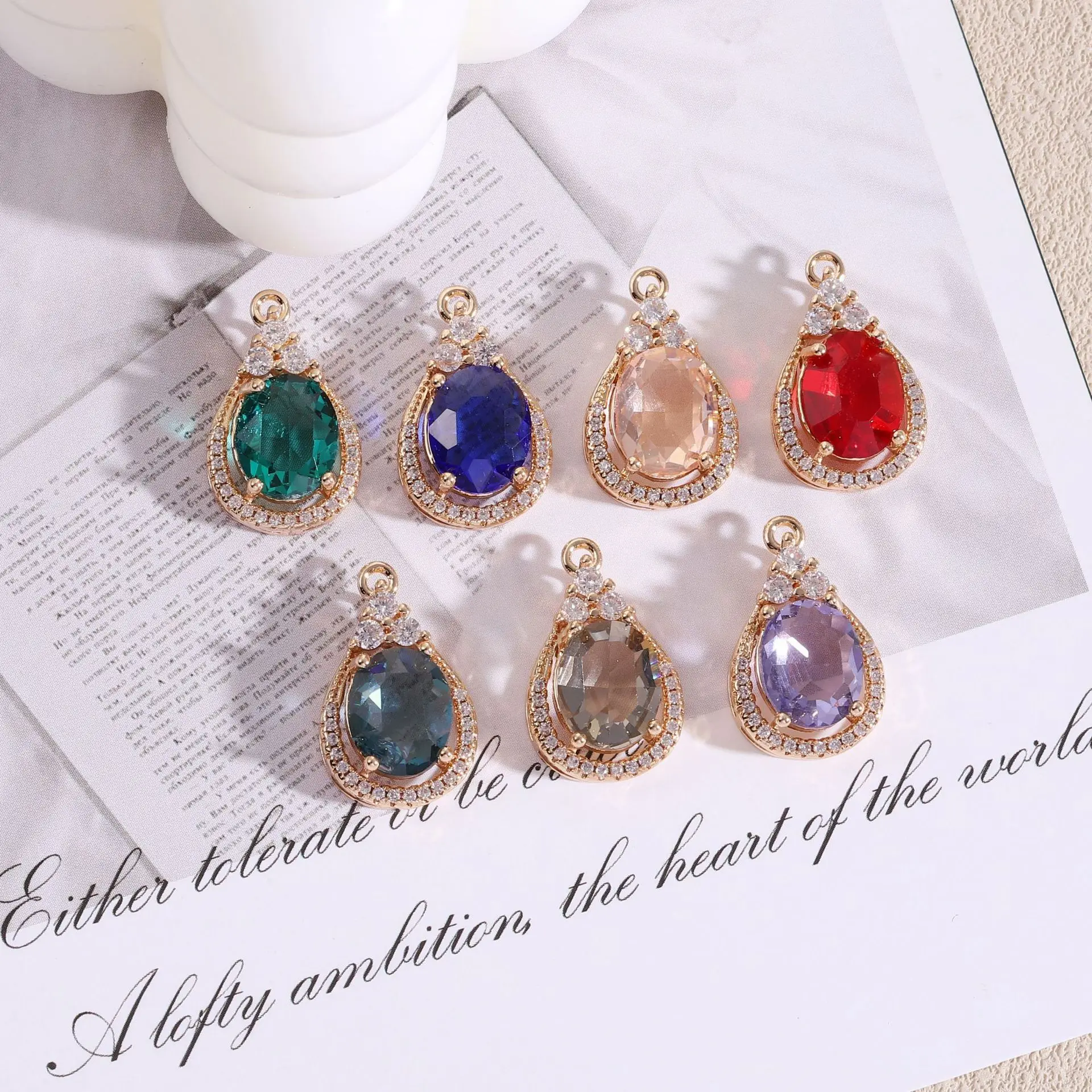 10pcs/ Bag Color Micro inlaid Zircon Crystal Water Drop Pendant DIY Jewelry Accessories Materials
10pcs/ Bag Color Micro inlaid Zircon Crystal Water Drop Pendant DIY Jewelry Accessories Materials