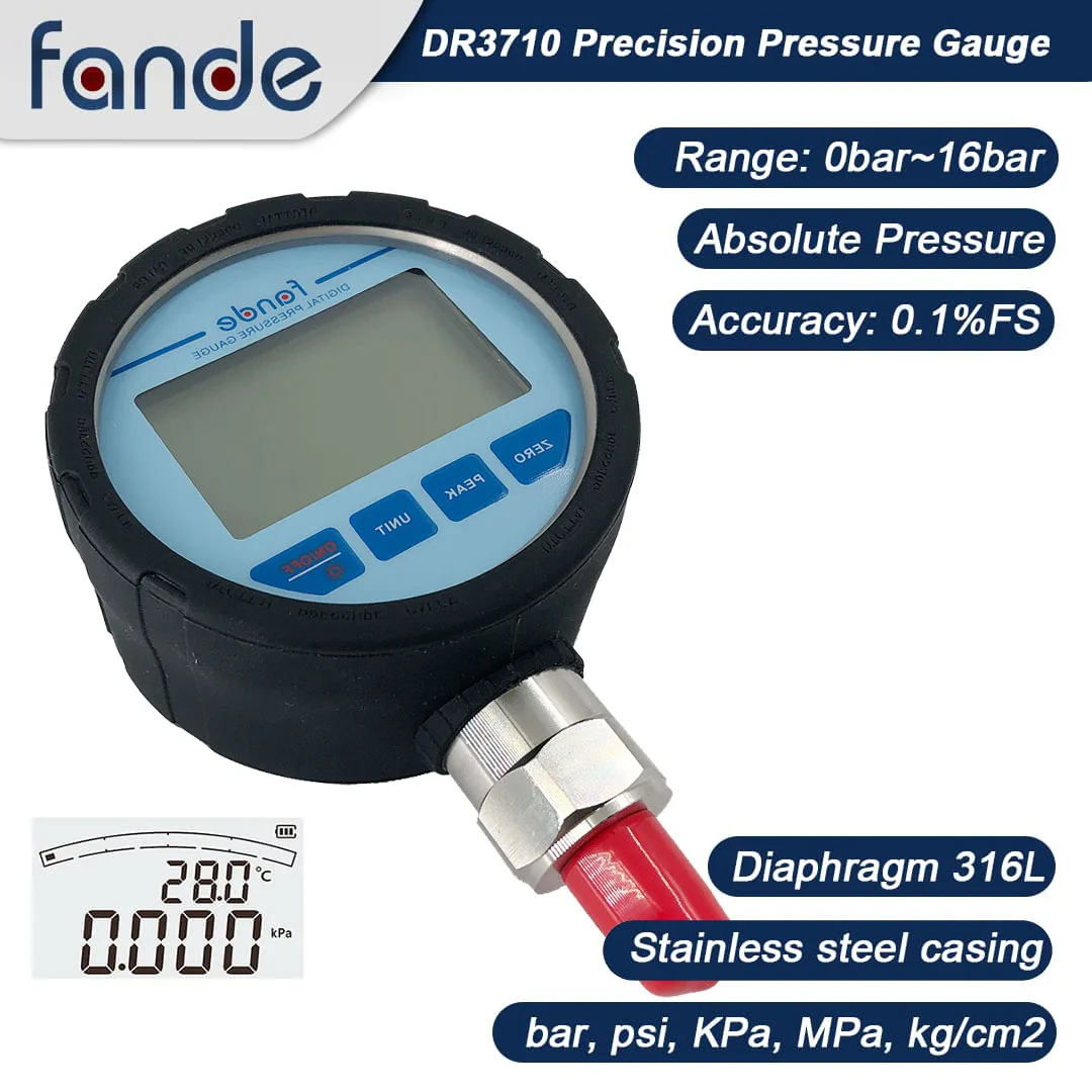 Digital Absolute Pressure Gauge 0.1% Accuracy Large Backlit Display 5 Units Switch 4/5-Digit Precision CE Vacuum Pressure Meter
Digital Absolute Pressure Gauge 0.1% Accuracy Large Backlit Display 5 Units Switch 4/5-Digit Precision CE Vacuum Pressure Meter