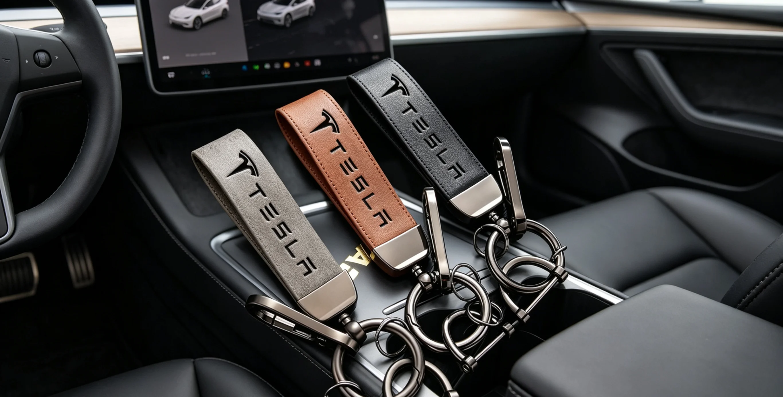 High Grade Leather Keychain With Car Logo Key Ring Accessories For Tesla Model-3 Model-S Model-X Model-Y Cybertruck Roadster
High Grade Leather Keychain With Car Logo Key Ring Accessories For Tesla Model-3 Model-S Model-X Model-Y Cybertruck Roadster