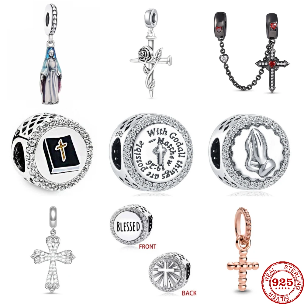 New Europe 925 Silver Bracelet Accessories Fit Pandora Charm Saintess Pendant For Women DIY Jewelry Gift Bead Jesus Cross Amulet
New Europe 925 Silver Bracelet Accessories Fit Pandora Charm Saintess Pendant For Women DIY Jewelry Gift Bead Jesus Cross Amulet