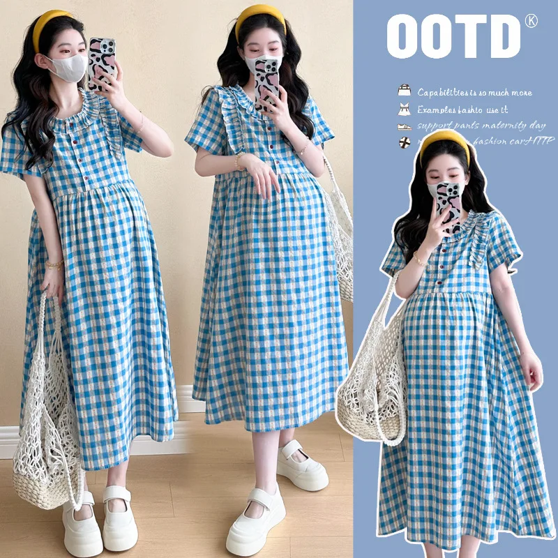 2025 New Pregnant Dress Summer Fashion Checkered Loose Temperament Aging Dress
2025 New Pregnant Dress Summer Fashion Checkered Loose Temperament Aging Dress