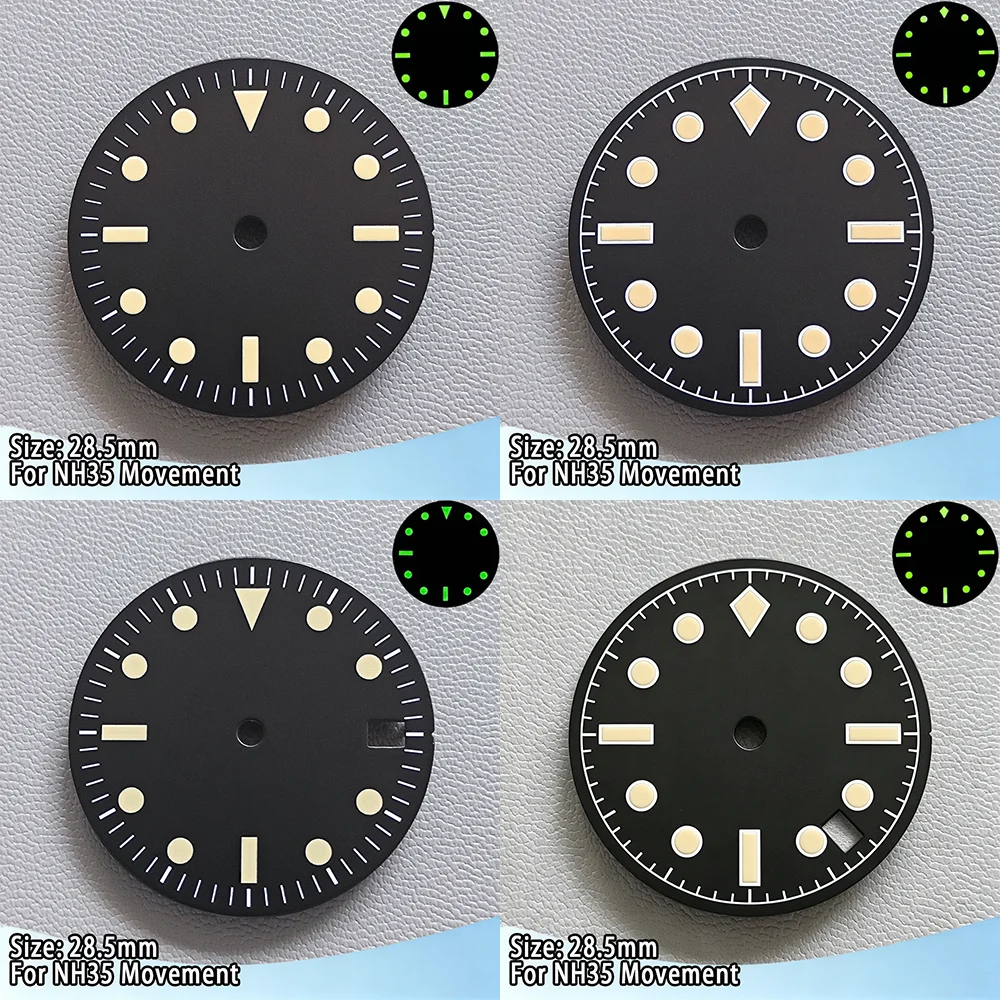 28.5mm NH35 Watch Dial SUB Dial Black Vintage Watch Facel C3 Green Luminous Dial Suitable For NH35 Movement Watch Accessories
28.5mm NH35 Watch Dial SUB Dial Black Vintage Watch Facel C3 Green Luminous Dial Suitable For NH35 Movement Watch Accessories