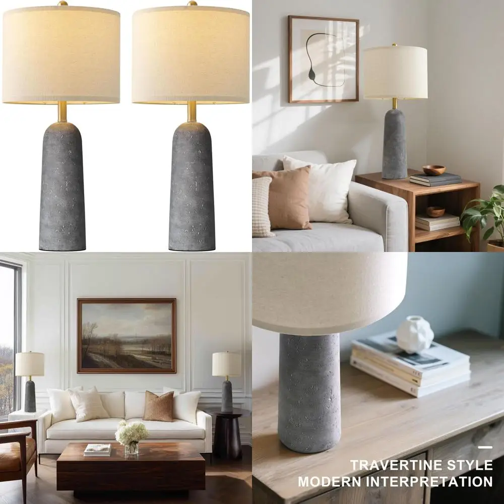 Набор из 2 современных настольных ламп из серой смолы (27,25 дюйма) с отделкой под натуральный камень и льняными абажурами для гостиной, спальни и прихожей
Набор из 2 современных настольных ламп из серой смолы (27,25 дюйма) с отделкой под натуральный камень и льняными абажурами для гостиной, спальни и прихожей