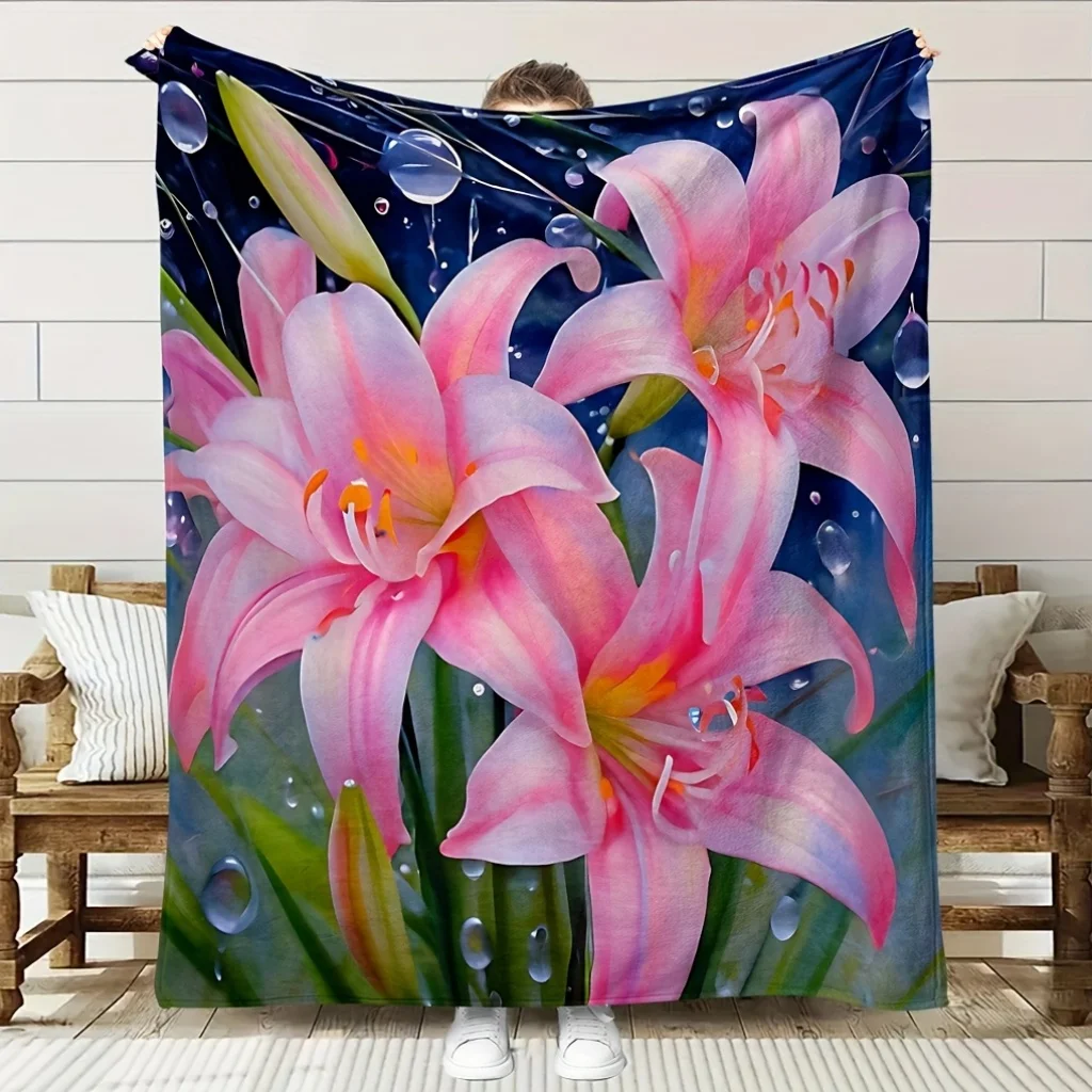 Luxury Pink Lily Flower Blanket - Soft Flannel All-Season Bedspread with Digital Print, Pastel Pink & Green Floral Design
Luxury Pink Lily Flower Blanket - Soft Flannel All-Season Bedspread with Digital Print, Pastel Pink & Green Floral Design