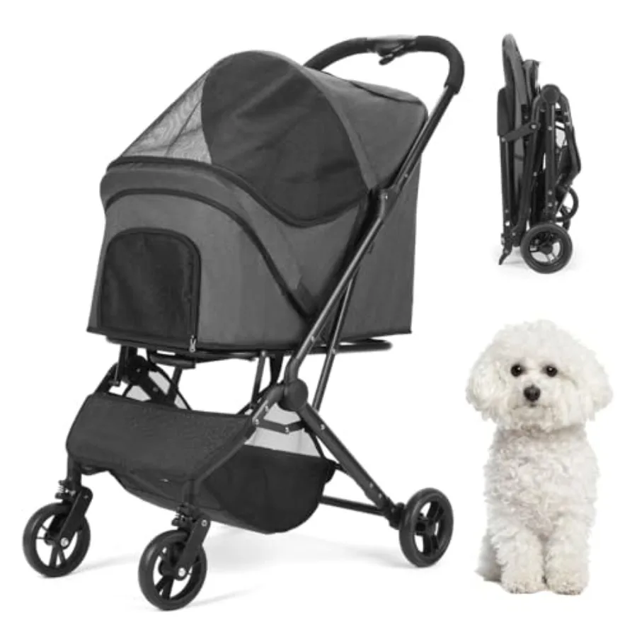 Pet Stroller for Medium Small Dog: Foldable Lightweight Cat Carrier Trolley with Reversible Aluminum Frame, Pump-Free Rubber Ti
Pet Stroller for Medium Small Dog: Foldable Lightweight Cat Carrier Trolley with Reversible Aluminum Frame, Pump-Free Rubber Ti