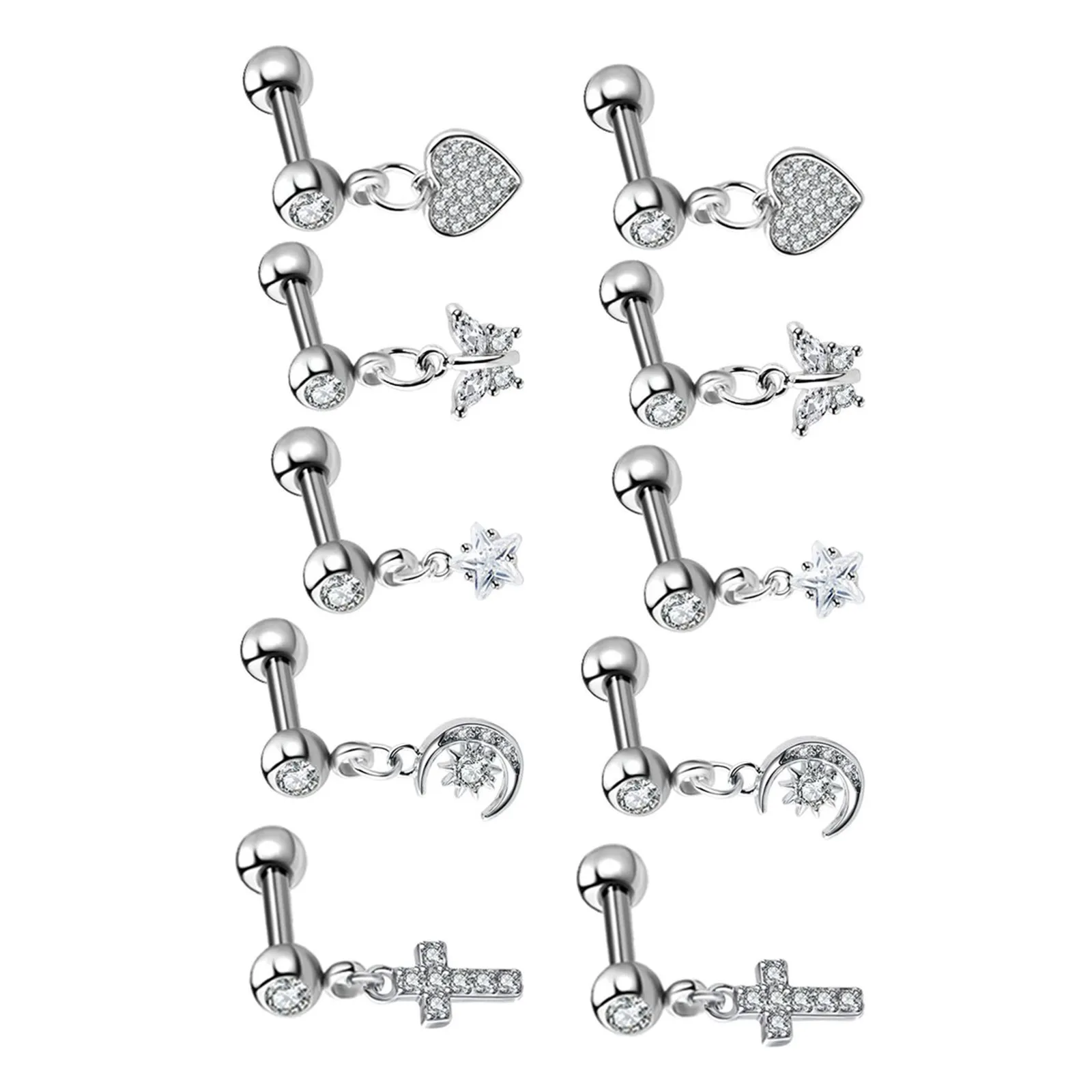 10Pcs Stylish Stainless Steel Earring Studs Set Women Tiny Lightweight Ear Studs for Daily Wear Cartilage Tragus Piercing
10Pcs Stylish Stainless Steel Earring Studs Set Women Tiny Lightweight Ear Studs for Daily Wear Cartilage Tragus Piercing