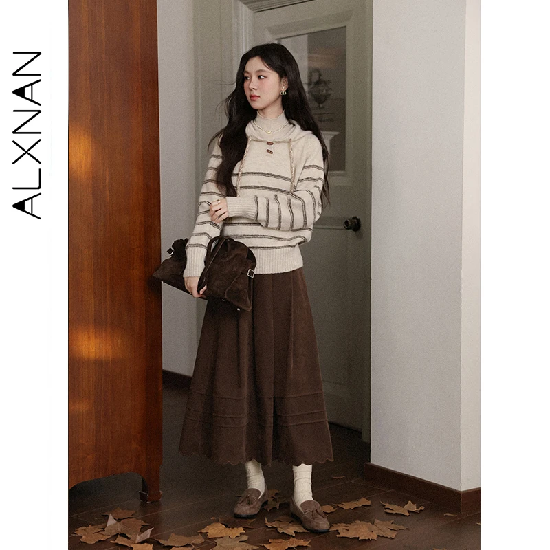 ALXNAN коричневый полосатый свитер, женский свитер свободного покроя с капюшоном, повседневный элегантный свитер, осень-зима 2022, женские пуловеры с длинными рукавами L58311
ALXNAN коричневый полосатый свитер, женский свитер свободного покроя с капюшоном, повседневный элегантный свитер, осень-зима 2022, женские пуловеры с длинными рукавами L58311