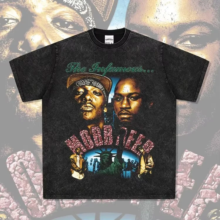 2025 Mobb Deep American Hip Hop Rap Vintage Printed Fashion Brand Personality Washed Heavy Cotton Short Sleeve T-shirt
2025 Mobb Deep American Hip Hop Rap Vintage Printed Fashion Brand Personality Washed Heavy Cotton Short Sleeve T-shirt