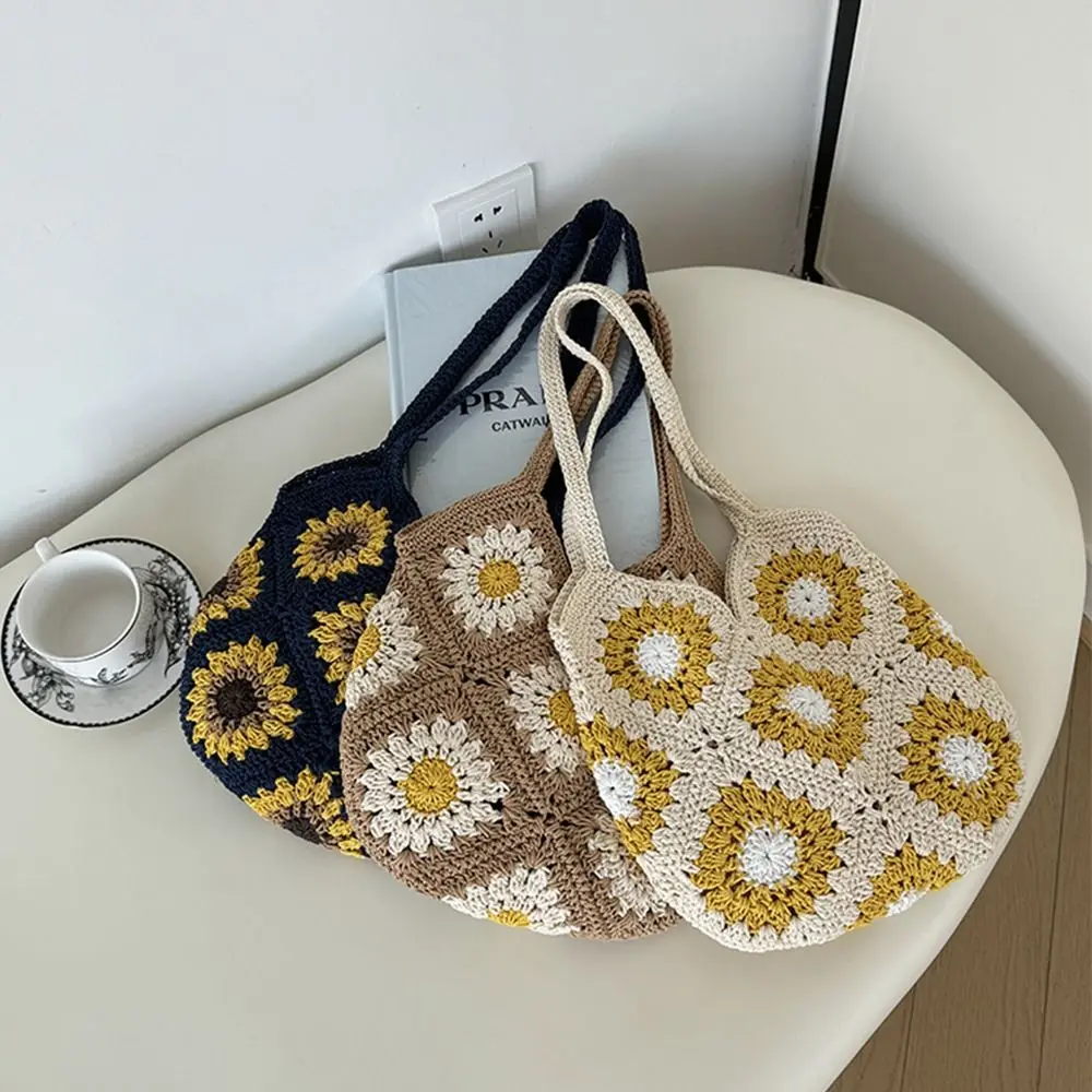 Trendy Floral Crochet Knit Bag Leisure Handmade Boho Shoulder Bag Casual Large Capacity Women's Tote Bag Travel
Trendy Floral Crochet Knit Bag Leisure Handmade Boho Shoulder Bag Casual Large Capacity Women's Tote Bag Travel
