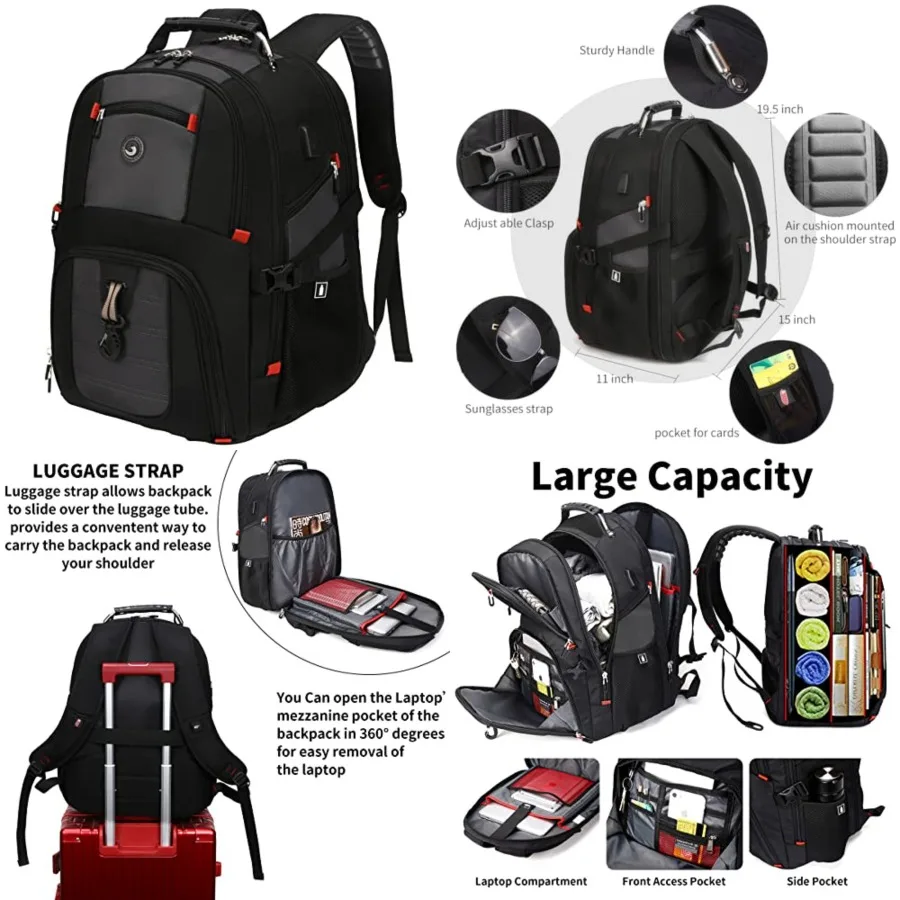 Extra Large 50L Travel Laptop Backpack with combination lock, College Backpack Airline Approved Business Work Bag Fit 17 Inch L
Extra Large 50L Travel Laptop Backpack with combination lock, College Backpack Airline Approved Business Work Bag Fit 17 Inch L
