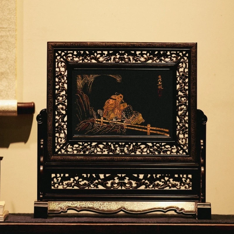Purple Light Sandalwood Large Lacquer Gold Painted Insert Screen Desktop, Entrance Screen, Redwood Crafts Presented to Leaders
Purple Light Sandalwood Large Lacquer Gold Painted Insert Screen Desktop, Entrance Screen, Redwood Crafts Presented to Leaders