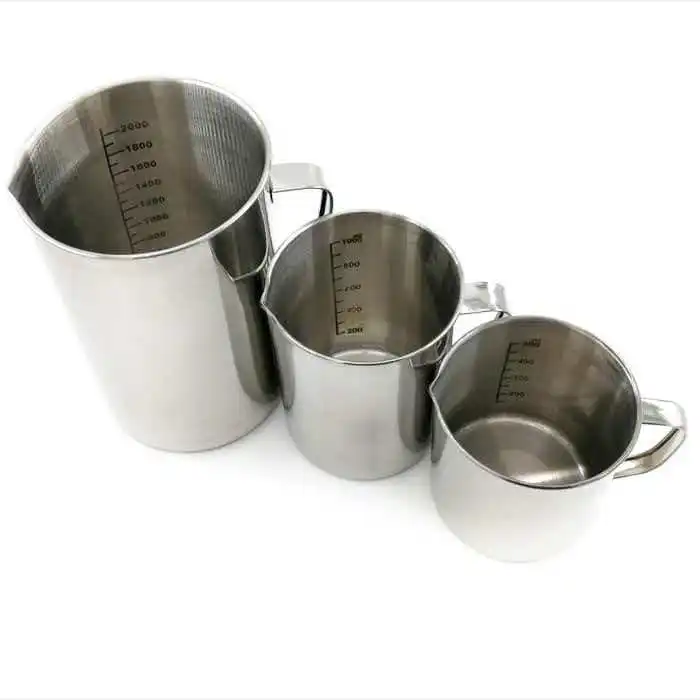 304 stainless steel measuring cups 500ml 1000ml 2000ml with graduations, laboratory beakers with handles
304 stainless steel measuring cups 500ml 1000ml 2000ml with graduations, laboratory beakers with handles
