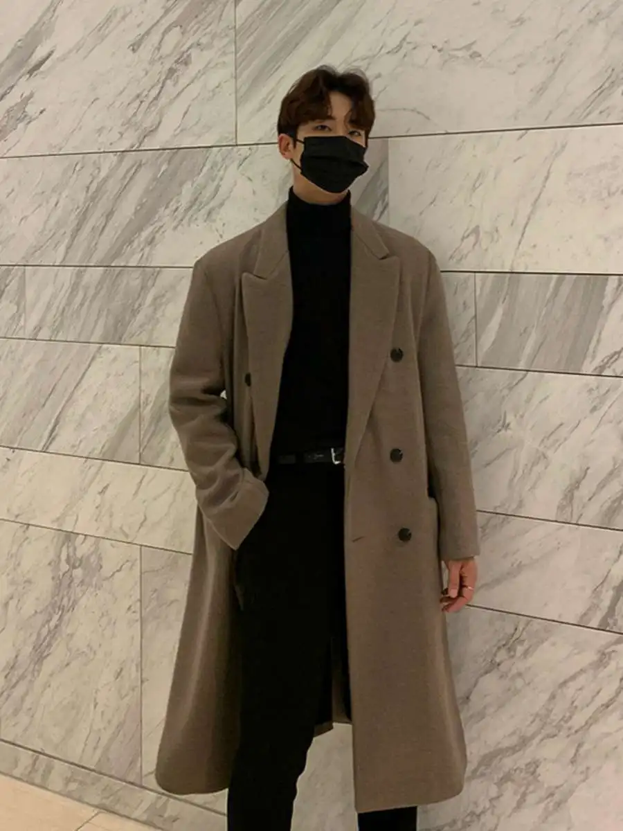 Men's Winter Thiened Long Coat Anti-Wind Woolen Jaet Casual Trendy Korean Sle Youthful Energy PU Material Long Coat
Men's Winter Thiened Long Coat Anti-Wind Woolen Jaet Casual Trendy Korean Sle Youthful Energy PU Material Long Coat