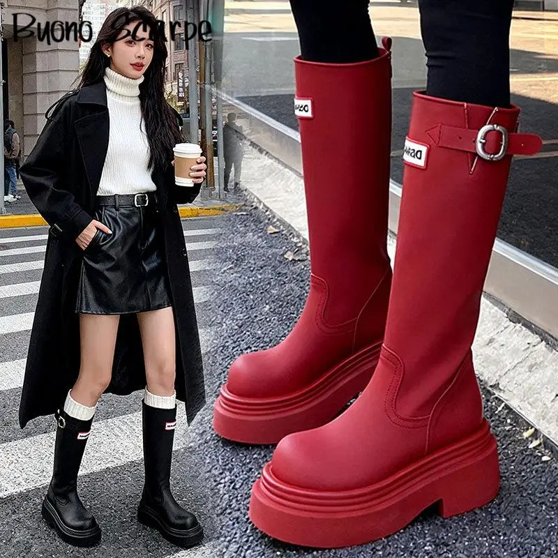 2025 New Style Round Toe Knee High Belt Buckle Women Rain Boots Thick Bottom Solid Color Slip On Fashion Western Classic Shoes
2025 New Style Round Toe Knee High Belt Buckle Women Rain Boots Thick Bottom Solid Color Slip On Fashion Western Classic Shoes