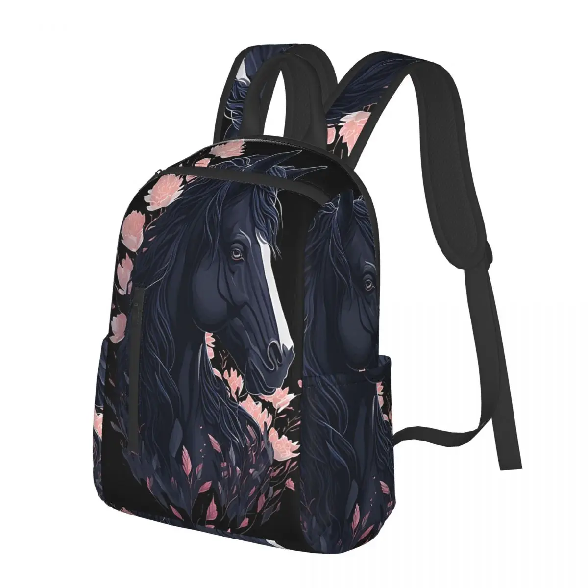 Flowers Surround Black Horse Print Student Backpack School Bag Hiking Travel Daypack for Men Women Bookbag Shoulder Bags
Flowers Surround Black Horse Print Student Backpack School Bag Hiking Travel Daypack for Men Women Bookbag Shoulder Bags