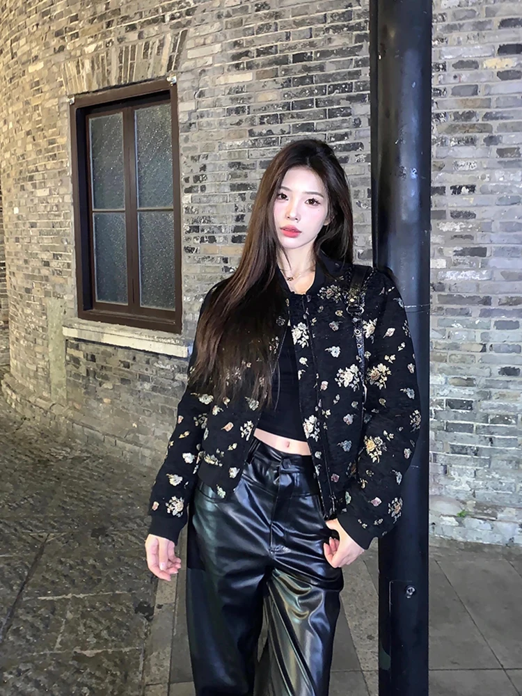 Retro Floral ort Denim Jaet Women's Spring Autumn Casual Small Size Heavy Workwear Jaet Straight Tube Sle Long Sve
Retro Floral ort Denim Jaet Women's Spring Autumn Casual Small Size Heavy Workwear Jaet Straight Tube Sle Long Sve