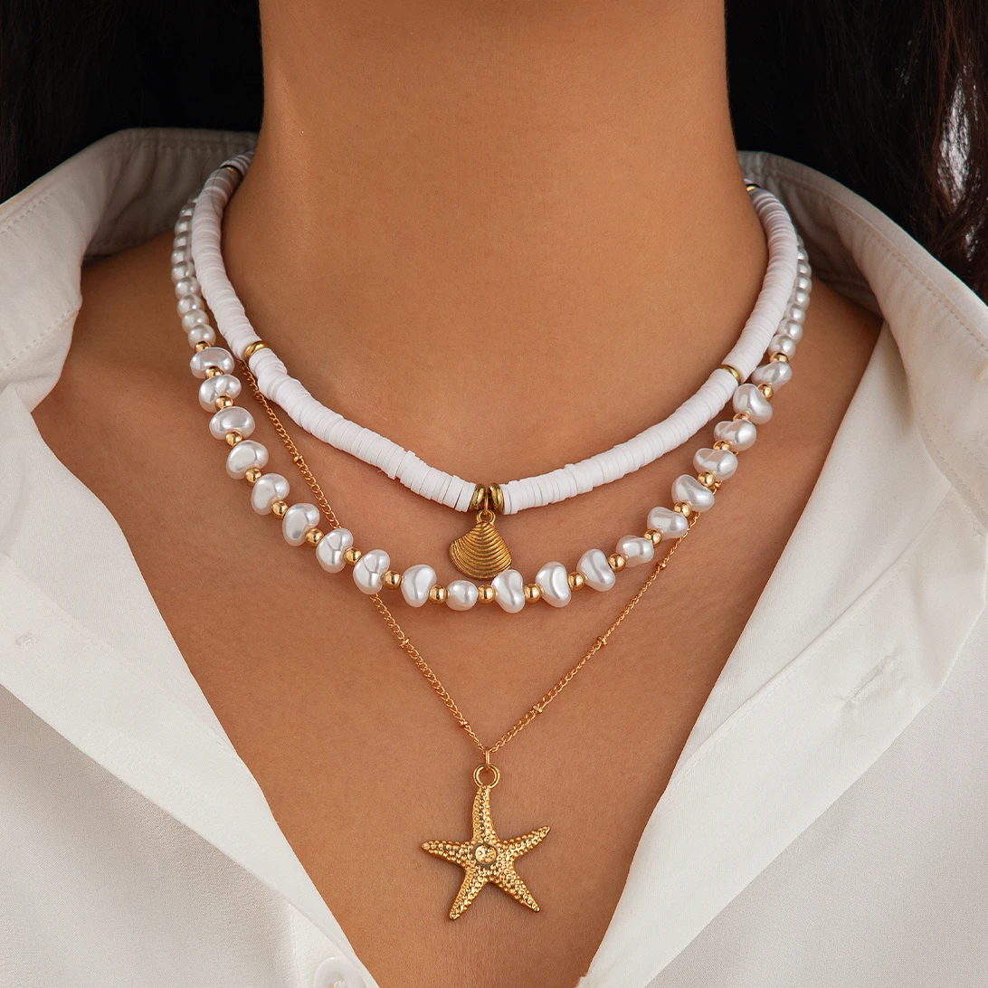 KunJoe 3Pcs Elegant Imitation Pearl Beads Chain Choker Women Vintage Gold Color Conch Starfish Pendant Necklace Beach Jewelry
KunJoe 3Pcs Elegant Imitation Pearl Beads Chain Choker Women Vintage Gold Color Conch Starfish Pendant Necklace Beach Jewelry