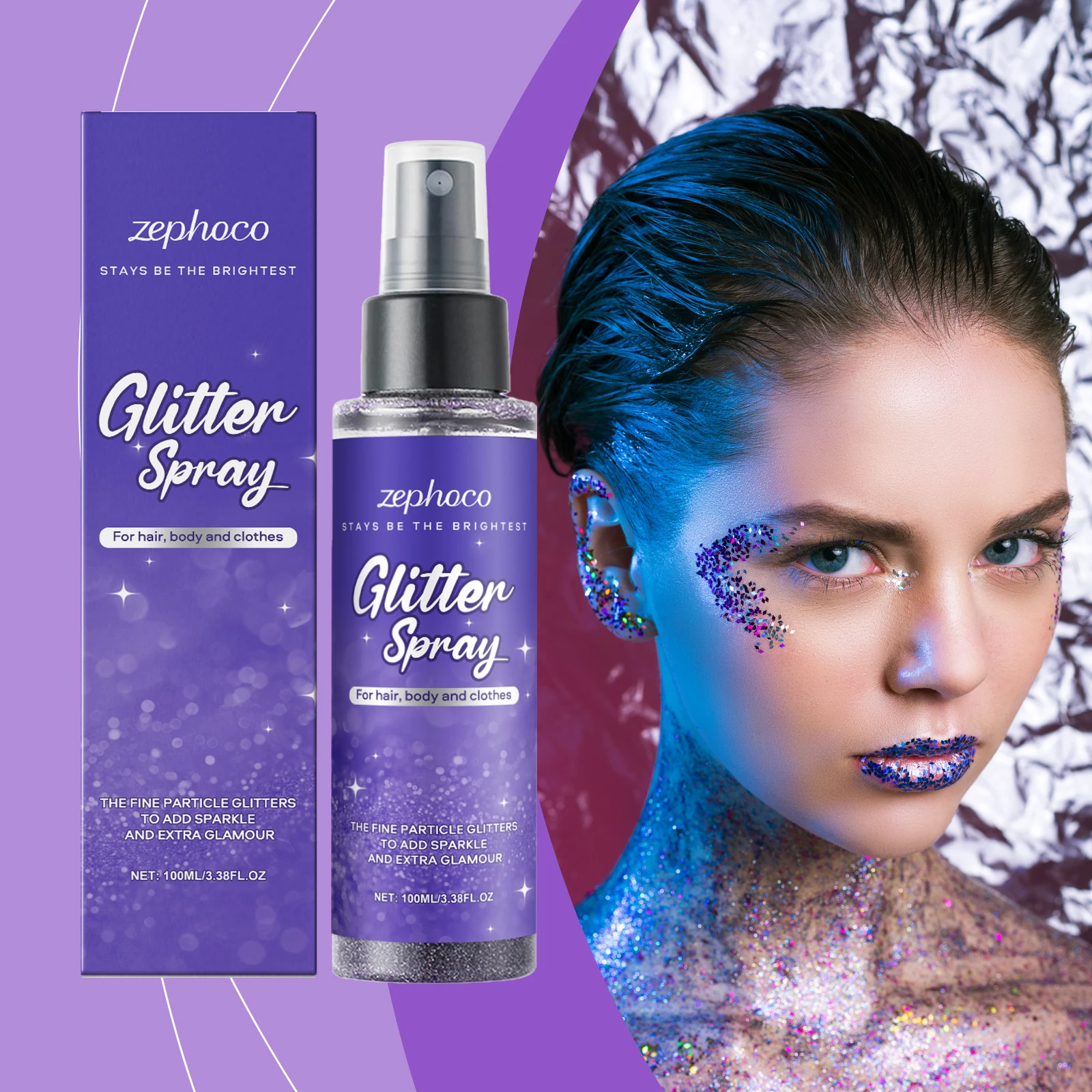 Body Purple Glitter Spray: for Night Club, Party Gathering Use, Adds Starry Highlight To Skin & Collarbones with Purple Sparkle
Body Purple Glitter Spray: for Night Club, Party Gathering Use, Adds Starry Highlight To Skin & Collarbones with Purple Sparkle