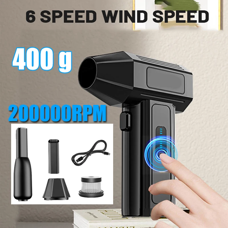 Mini 52M/S High Speed Mini Air Blower with Additional Nozzle 200000RPM Turbo Jet Fan for Dust Blowing and Drying Adjustable
Mini 52M/S High Speed Mini Air Blower with Additional Nozzle 200000RPM Turbo Jet Fan for Dust Blowing and Drying Adjustable