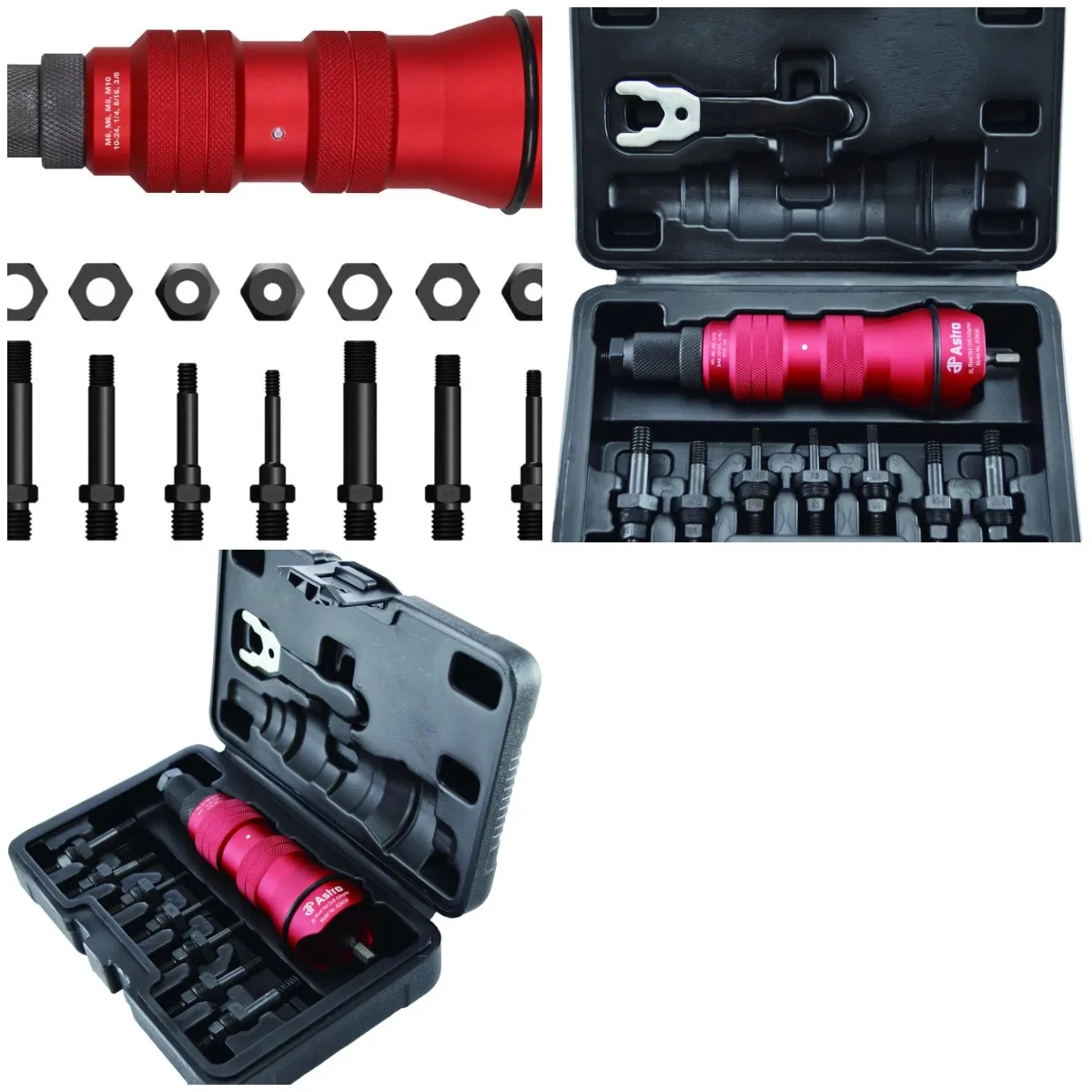 Astro Pneumatic Tool ADN38 XL Rivet Nut Drill Adapter Kit - 3/8' Capacity