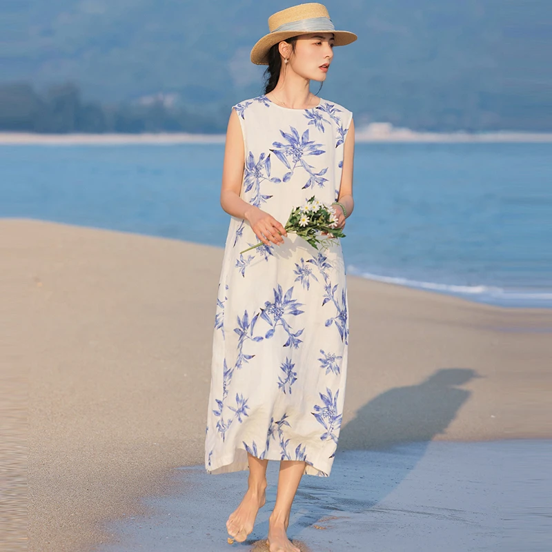 100% Linen Women Casual Long Dress New Arrival 2026 Summer Vintage Style O-neck Print Loose Female Vacation Dresses M2705
100% Linen Women Casual Long Dress New Arrival 2026 Summer Vintage Style O-neck Print Loose Female Vacation Dresses M2705