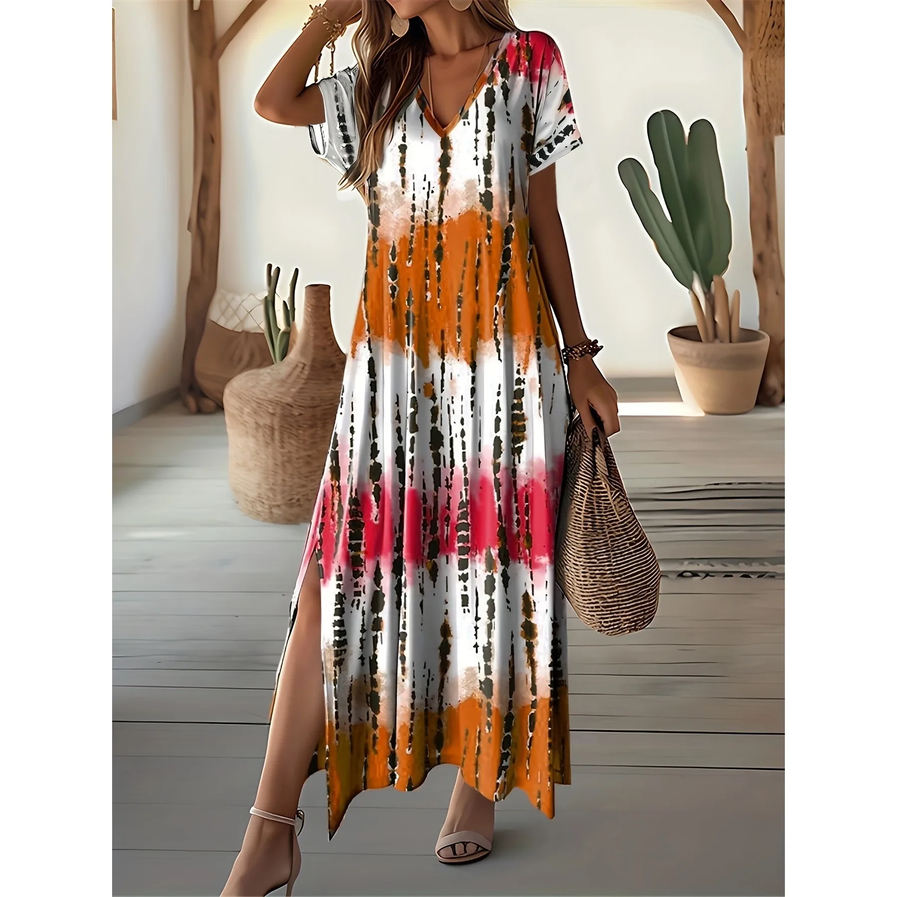 D 65991 V Neck Tie Dye Dress Straight Tube Dress Women's plus Size Clothing Citywalk Winter Season Other Material 100%
D 65991 V Neck Tie Dye Dress Straight Tube Dress Women's plus Size Clothing Citywalk Winter Season Other Material 100%