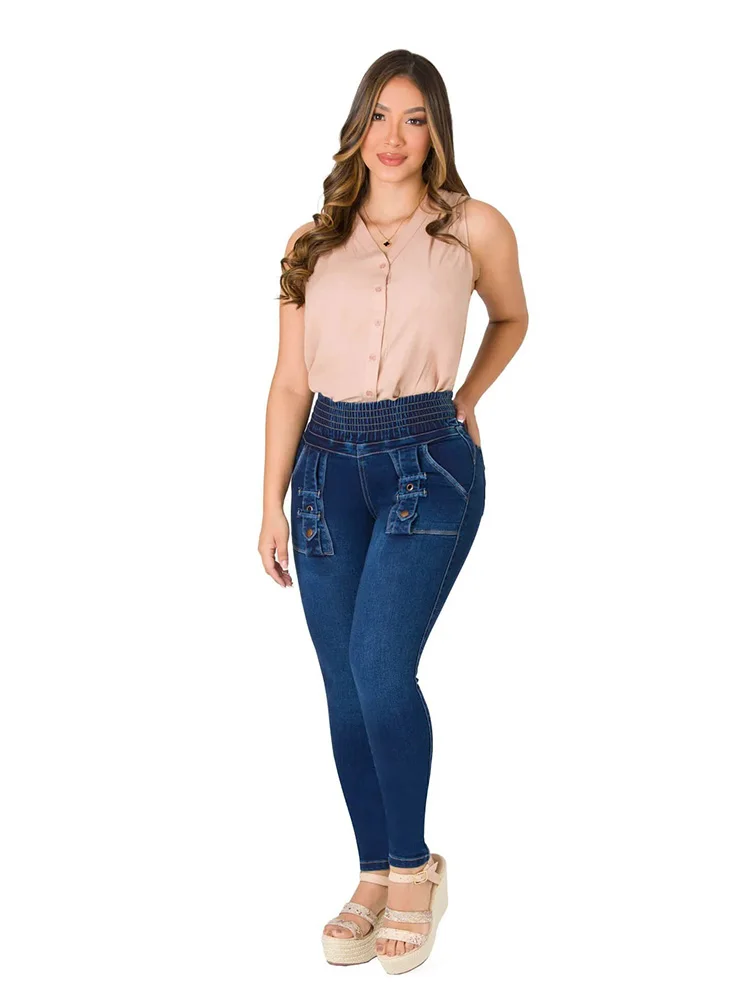 Темно-синяя резиновая талия с большим карманом и катящимся ремнем, высокая талия, высокая эластичность, тонкие женские повседневные джинсы с подтяжкой бедер, девятиточечные джинсы
Темно-синяя резиновая талия с большим карманом и катящимся ремнем, высокая талия, высокая эластичность, тонкие женские повседневные джинсы с подтяжкой бедер, девятиточечные джинсы