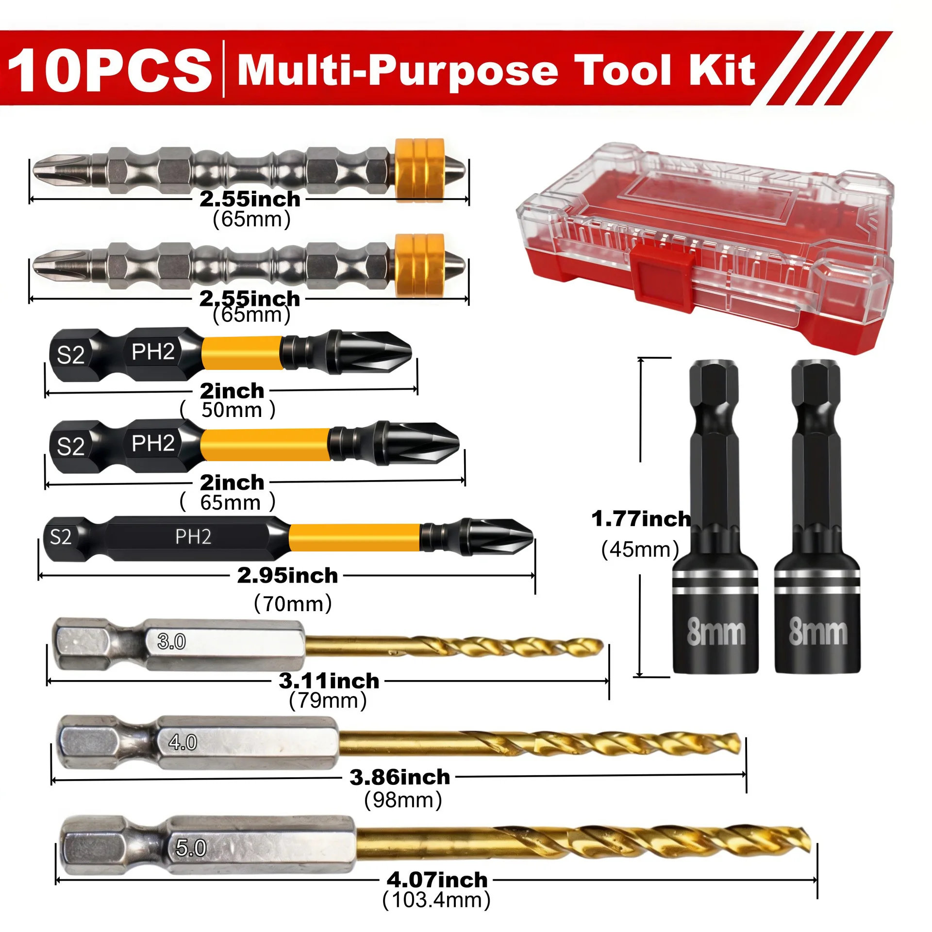 10pcs Set of Hexagonal-handle Cobalt M35 Twist Drill Bits with High-speed Steel for Drilling 1.5-6.0 inches,Spaced 0.5inch Apart
10pcs Set of Hexagonal-handle Cobalt M35 Twist Drill Bits with High-speed Steel for Drilling 1.5-6.0 inches,Spaced 0.5inch Apart