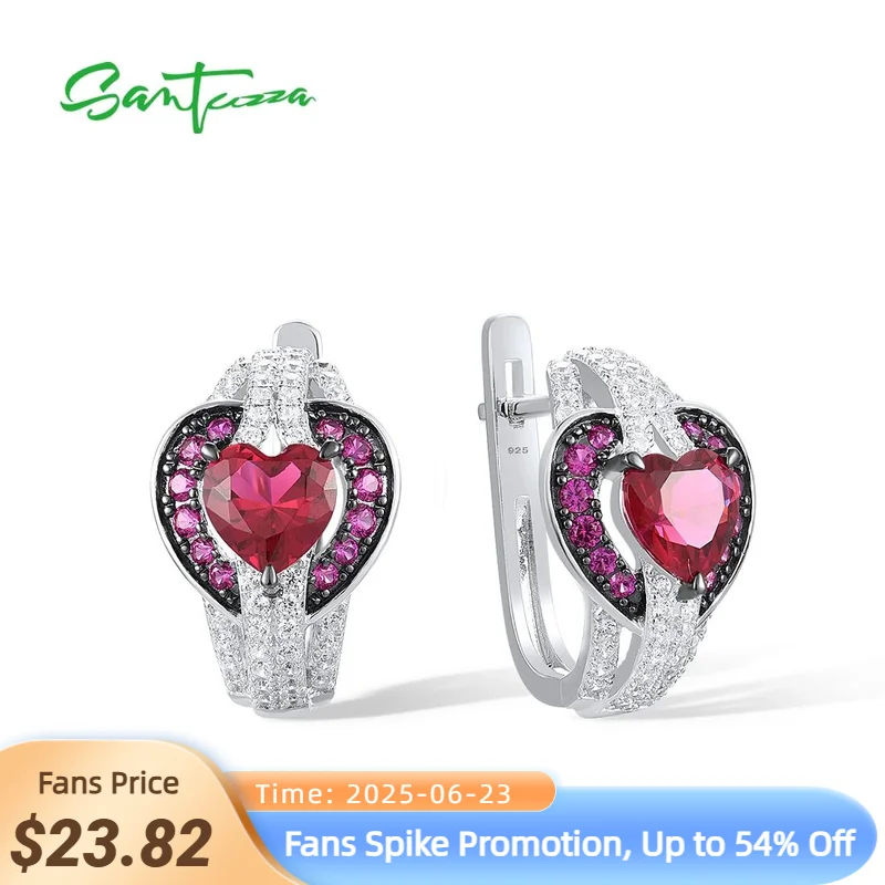 SANTUZZA Genuine 925 Sterling Silver Earrings For Women Sparkling Heart Red Stones White CZ Earrings Gorgeous Fine Jewelry
SANTUZZA Genuine 925 Sterling Silver Earrings For Women Sparkling Heart Red Stones White CZ Earrings Gorgeous Fine Jewelry