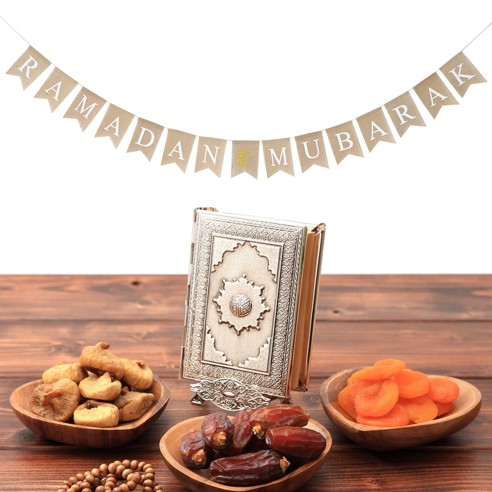 Muslim Ramadan Bunting Banner Eid Decorative Burlap Banner Linen Swallowtail Pull Flag Party Supplies (RAMADAN MUBARAK)
Muslim Ramadan Bunting Banner Eid Decorative Burlap Banner Linen Swallowtail Pull Flag Party Supplies (RAMADAN MUBARAK)