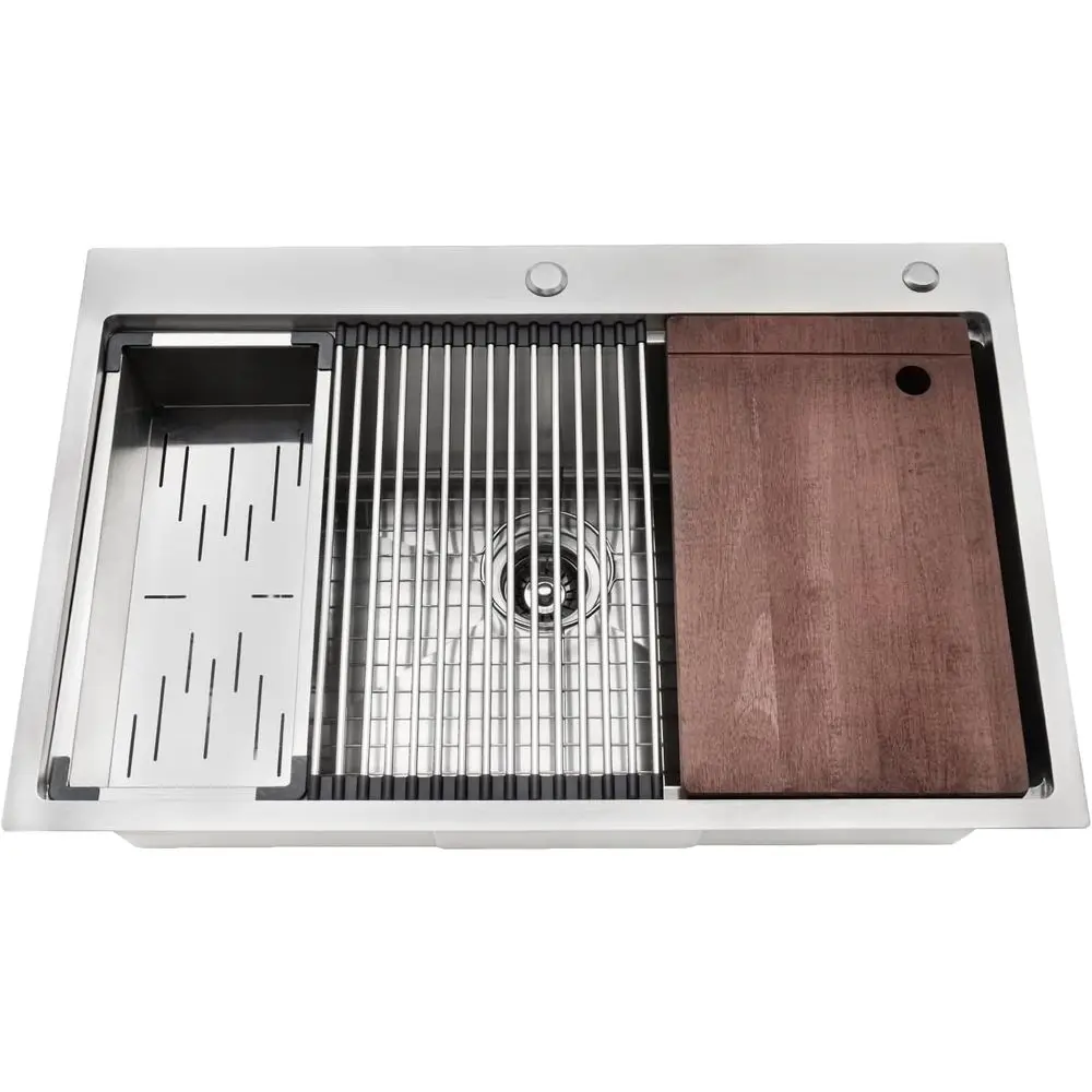 Кухонная раковина-столешница 33 дюйма, из нержавеющей стали 304, с гранитным покрытием, встраиваемая, с одной чашей, для домашней посудомоечной машины
Кухонная раковина-столешница 33 дюйма, из нержавеющей стали 304, с гранитным покрытием, встраиваемая, с одной чашей, для домашней посудомоечной машины