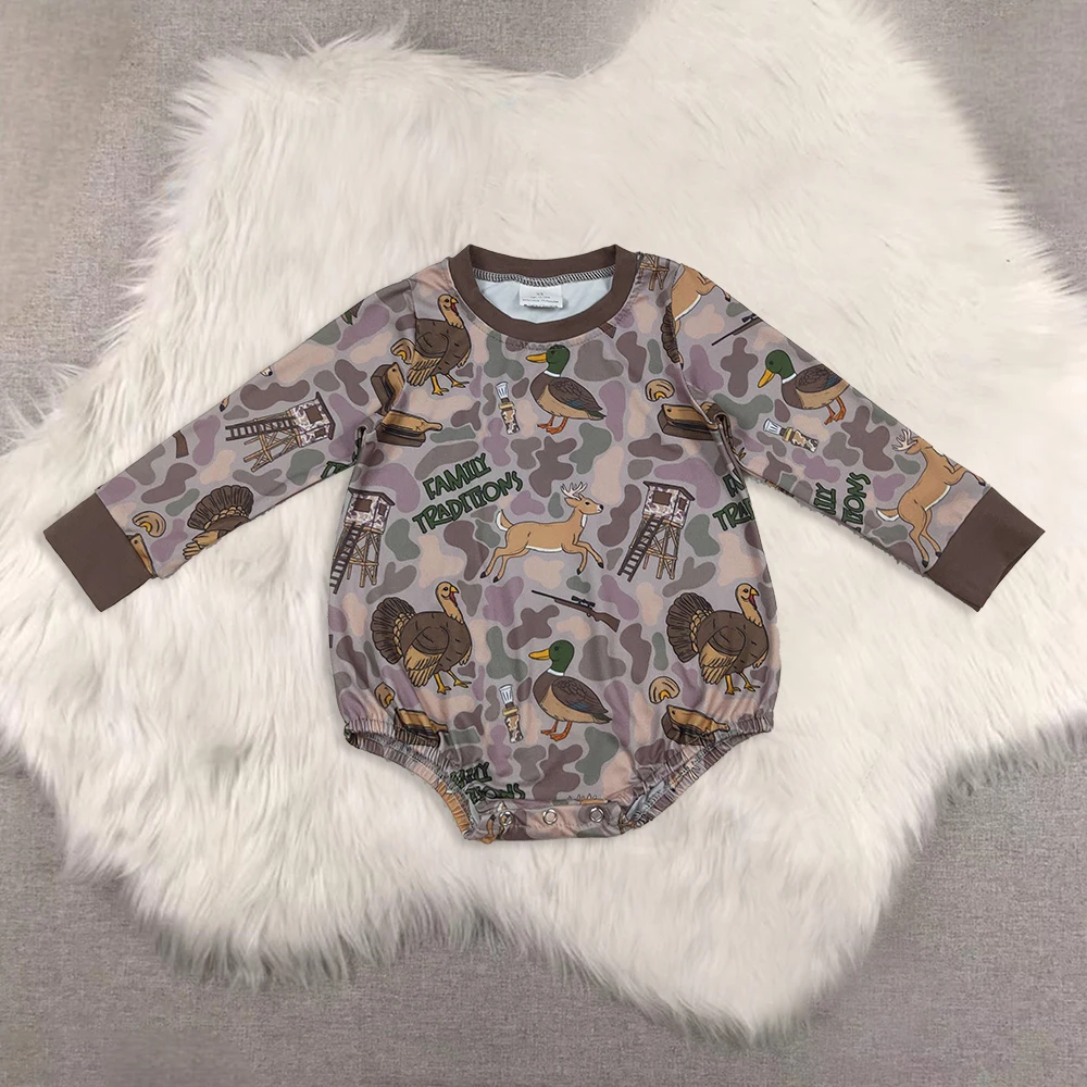 Baby Boys Brown Camouflage Turkey Duck Hunting Romper Long Sleeves Baby Outfit for Boys Ideal for Autumn Winter Season 
Baby Boys Brown Camouflage Turkey Duck Hunting Romper Long Sleeves Baby Outfit for Boys Ideal for Autumn Winter Season