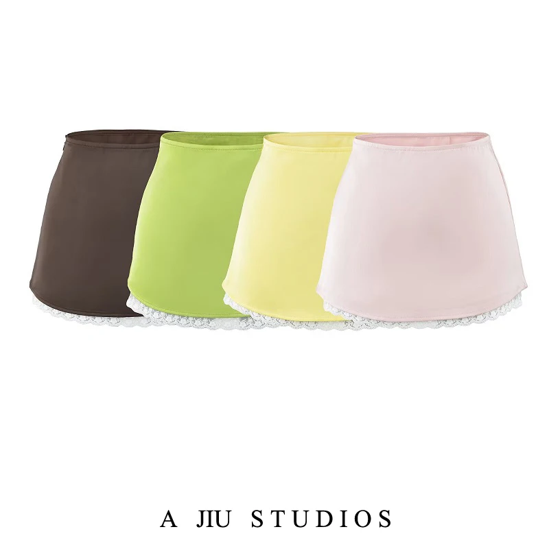Low Waist A-Line Skirt with Lace Patchwork Pure Desire Satin Acetate Fabric Women's Summer Sweet Anti-Aging Skirts
Low Waist A-Line Skirt with Lace Patchwork Pure Desire Satin Acetate Fabric Women's Summer Sweet Anti-Aging Skirts
