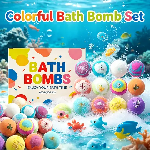 1/4/6/12pcs Bath Bombs Set with Surprise Toys Inside Natural Organic Bubble Bath Fizzies Balls Gift for Holiday Gift Set