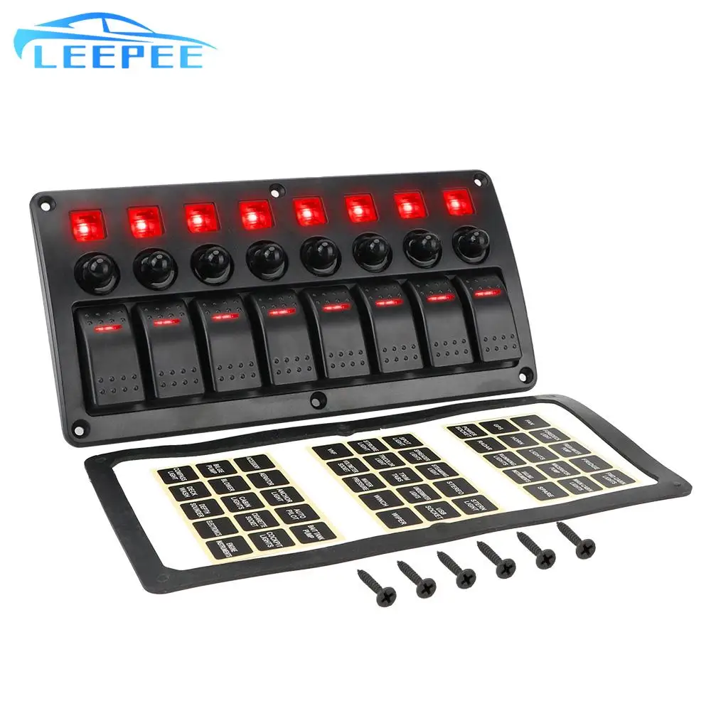 Circuit Breakers With Fuse Waterproof 12/24V Car Vehicle Truck RV SUVS Marine 8 Gang LED Switch Panel Overload Protection
Circuit Breakers With Fuse Waterproof 12/24V Car Vehicle Truck RV SUVS Marine 8 Gang LED Switch Panel Overload Protection