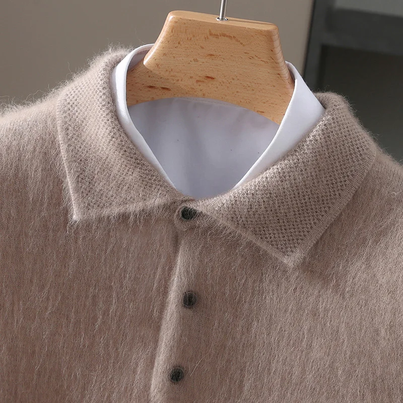 Мужской осенне-зимний базовый свитер-поло из 100% норкового кашемира, тонкий, комфортный, однотонный, с длинным рукавом
Мужской осенне-зимний базовый свитер-поло из 100% норкового кашемира, тонкий, комфортный, однотонный, с длинным рукавом