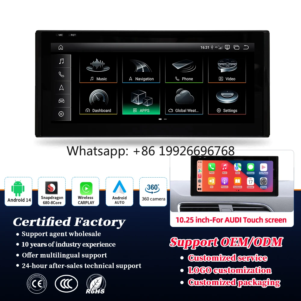 Android 13 10.25 Inch 8 Core Car DVD Player Stereo Auto Radio Carplay Screen for Audi A3 8P 8v 2013 - 2018 4G WIFI
Android 13 10.25 Inch 8 Core Car DVD Player Stereo Auto Radio Carplay Screen for Audi A3 8P 8v 2013 - 2018 4G WIFI