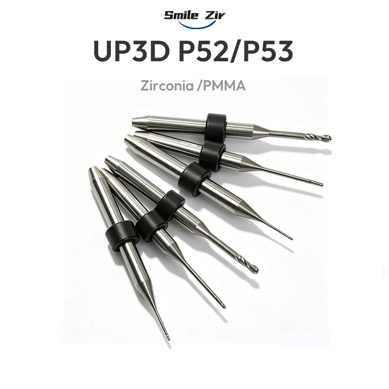 UP3D P52/P53 Dental Milling Burs Cutters D4 for Zirconia PMMA 0.3/0.6/1.0/2.0mm Dental Lab DC NC Coating CAD CAM Milling Tools
UP3D P52/P53 Dental Milling Burs Cutters D4 for Zirconia PMMA 0.3/0.6/1.0/2.0mm Dental Lab DC NC Coating CAD CAM Milling Tools