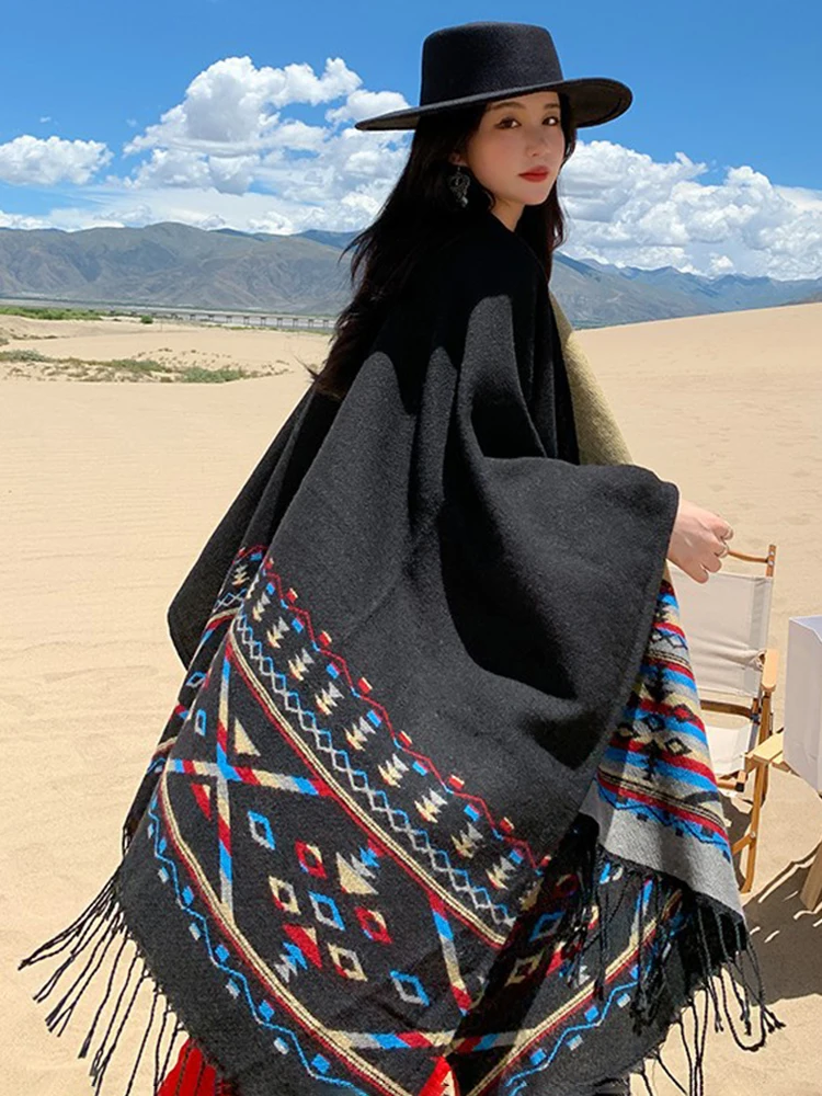 Jastie Ethnic Knitted Shawl Female Vintage Autumn Winter Travel Warm Scarf Cape Ladies Fashion Multifunction Tassel Poncho Women
Jastie Ethnic Knitted Shawl Female Vintage Autumn Winter Travel Warm Scarf Cape Ladies Fashion Multifunction Tassel Poncho Women