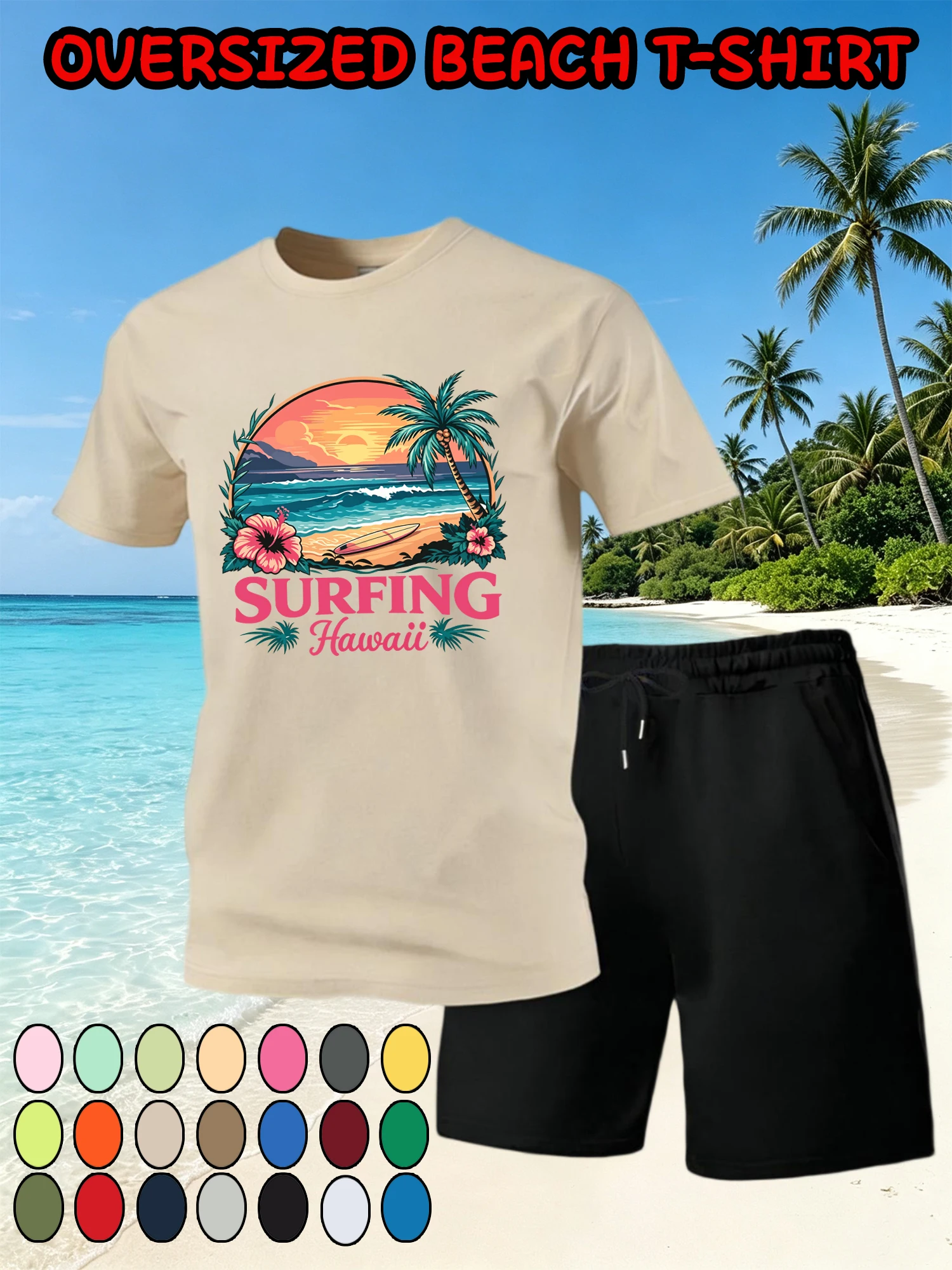 Surfing Hawaii Tropical Plant Seaside Scene Print Men T Shirt Set Cotton Loose T-Shirt Wide-Leg Beach Pant Summer Pocket Shorts
Surfing Hawaii Tropical Plant Seaside Scene Print Men T Shirt Set Cotton Loose T-Shirt Wide-Leg Beach Pant Summer Pocket Shorts