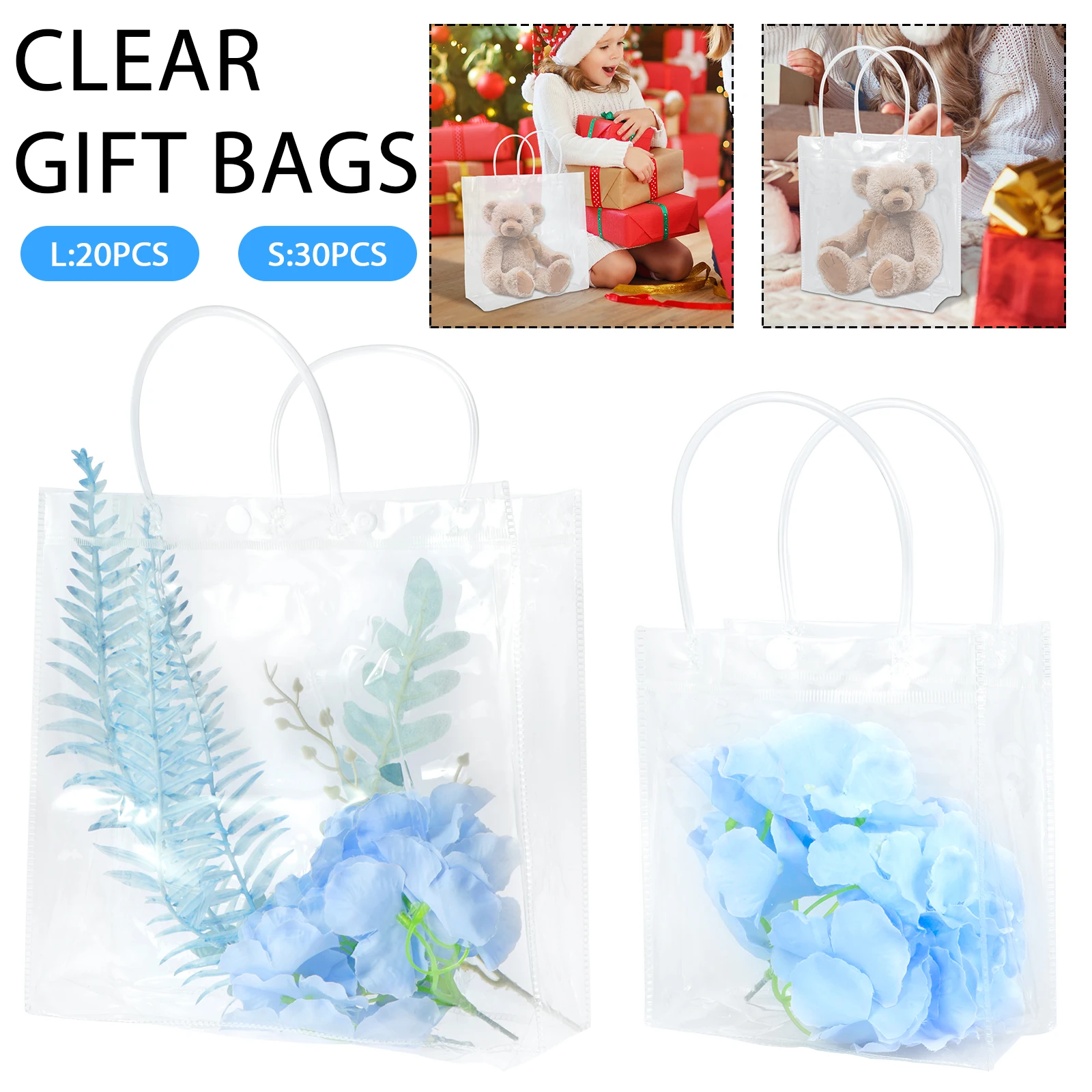 20/30Pcs Clear Gift Bags Reusable Transparent Present Bags with Handle and Button Small/Medium PVC Gift Wrap Tote Bags
20/30Pcs Clear Gift Bags Reusable Transparent Present Bags with Handle and Button Small/Medium PVC Gift Wrap Tote Bags