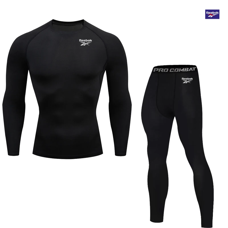Reebok 2-piece men's compression sports suit - compression training yoga set - fitness running long-sleeved combination - tight
Reebok 2-piece men's compression sports suit - compression training yoga set - fitness running long-sleeved combination - tight