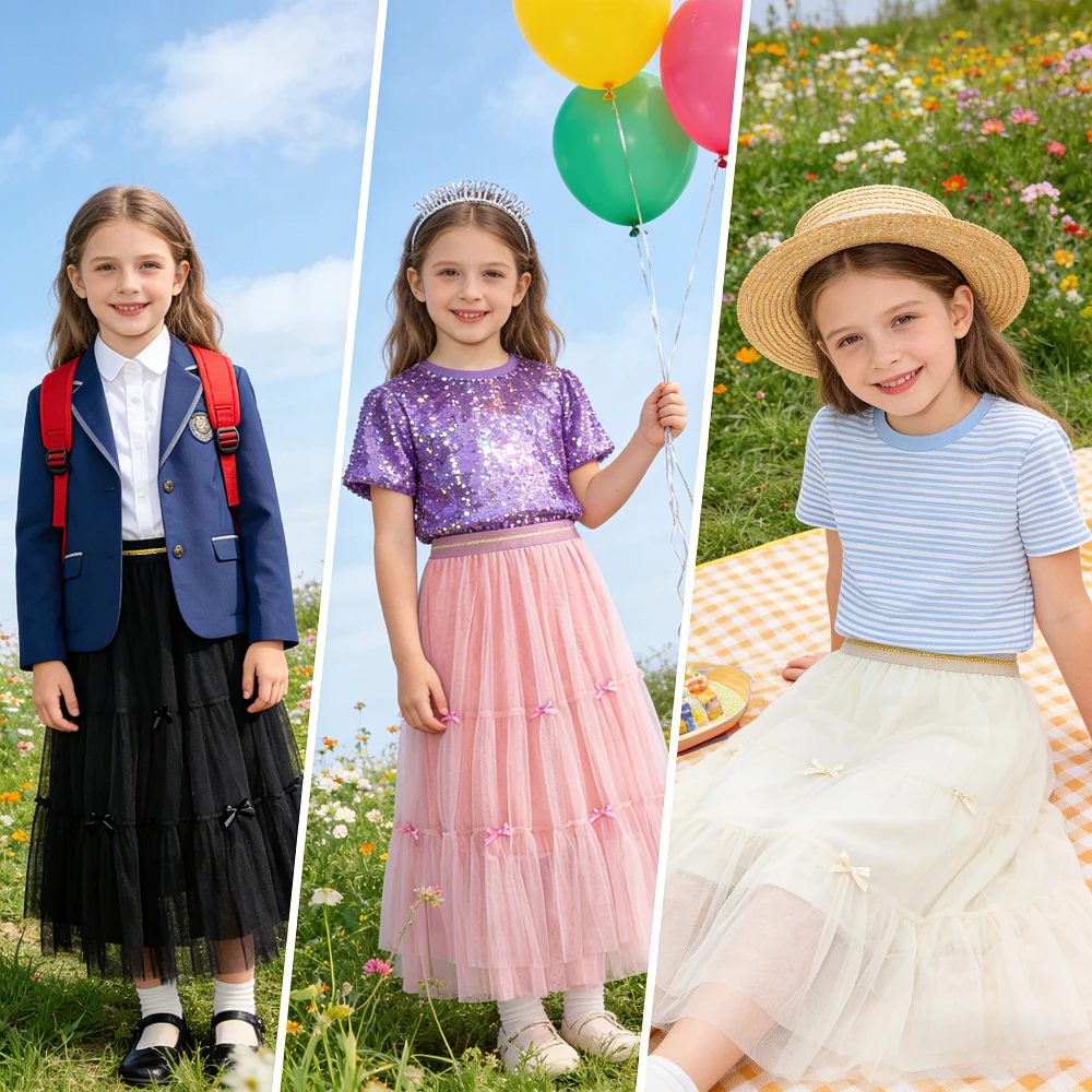 Girls Layered Tulle Skirt Bow Decor Princess Mesh Skirt Kids Wedding Birthday Party Holiday School Casual Bottoms 3-12 Years
Girls Layered Tulle Skirt Bow Decor Princess Mesh Skirt Kids Wedding Birthday Party Holiday School Casual Bottoms 3-12 Years