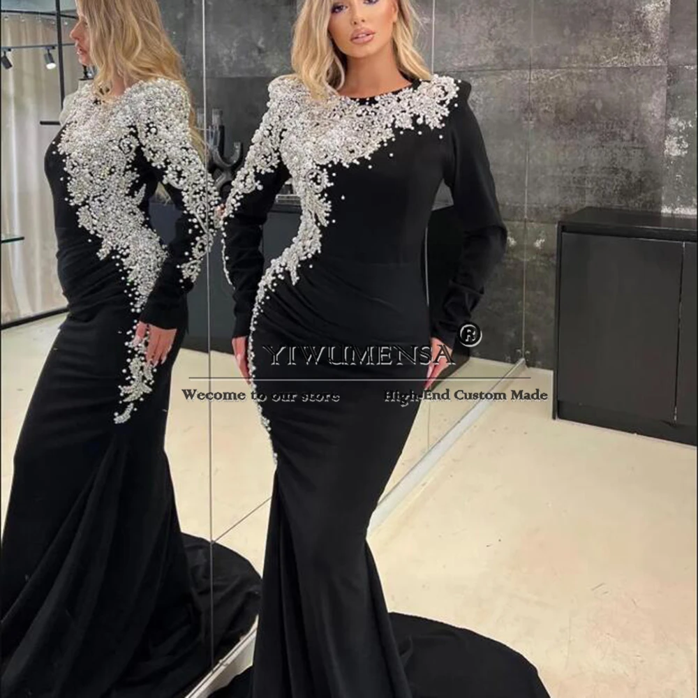 Arabic Mermaid Prom Dresses For Black Girls Formal Occasion Party Evening Gowns Customized Long Sleeves Crystals Beaded Dress
Arabic Mermaid Prom Dresses For Black Girls Formal Occasion Party Evening Gowns Customized Long Sleeves Crystals Beaded Dress